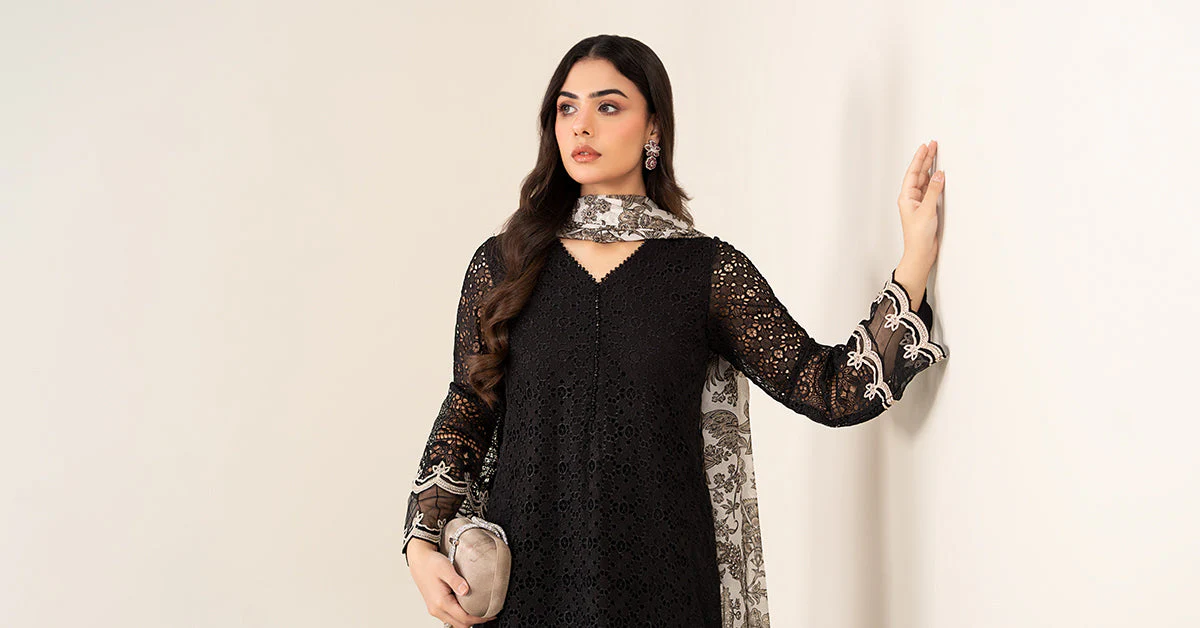 3 Piece Embroidered Chiffon Suit - Image 10
