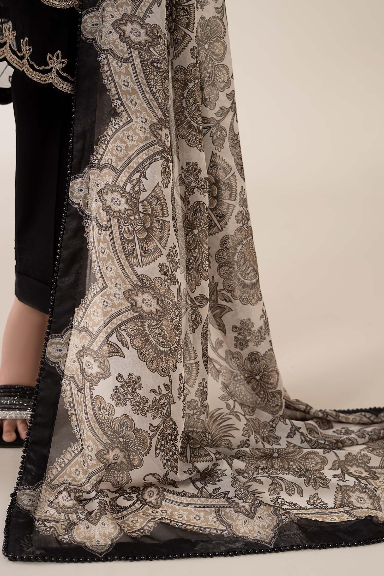 3 Piece Embroidered Chiffon Suit - Image 6