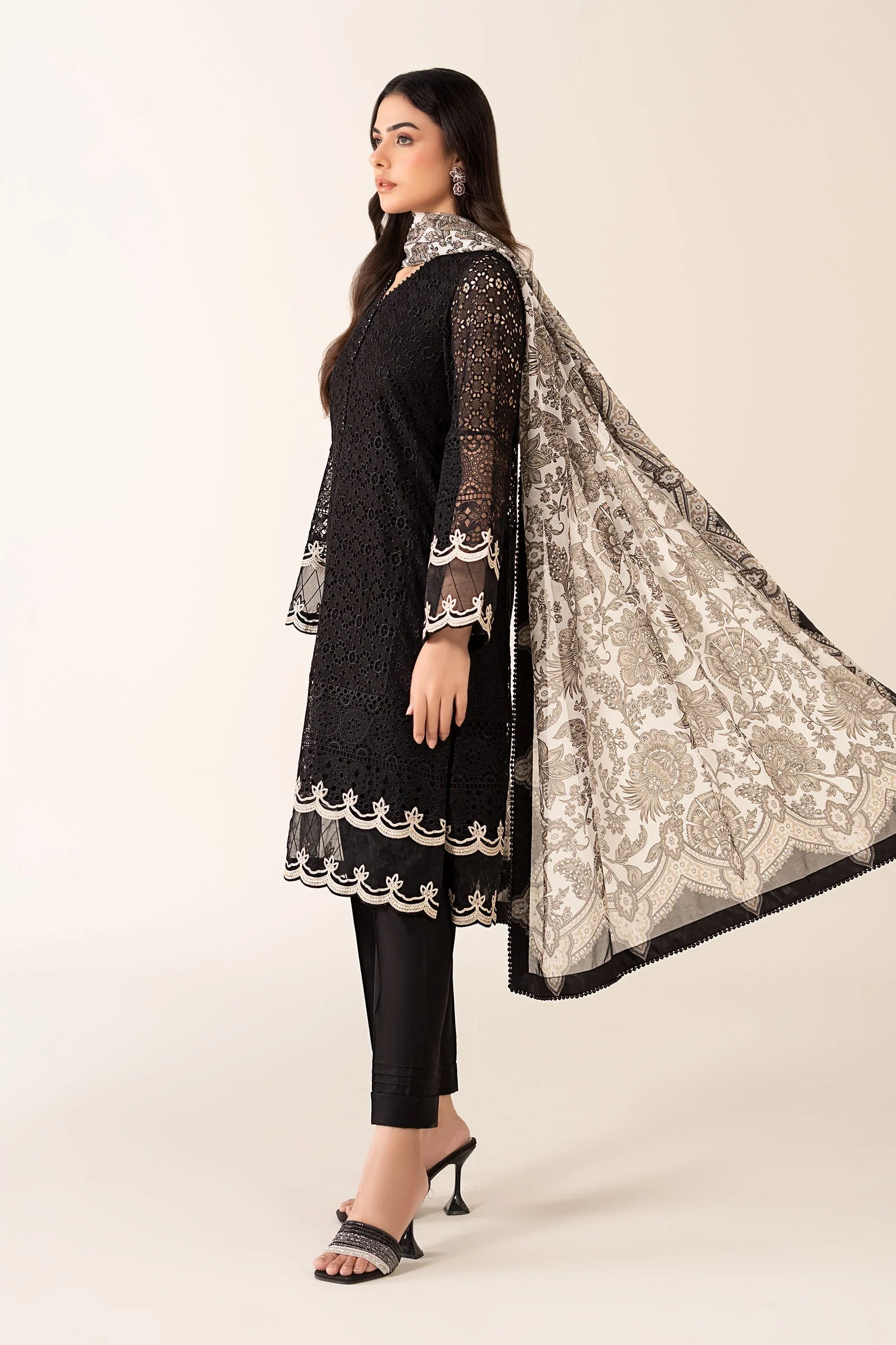 3 Piece Embroidered Chiffon Suit - Image 8