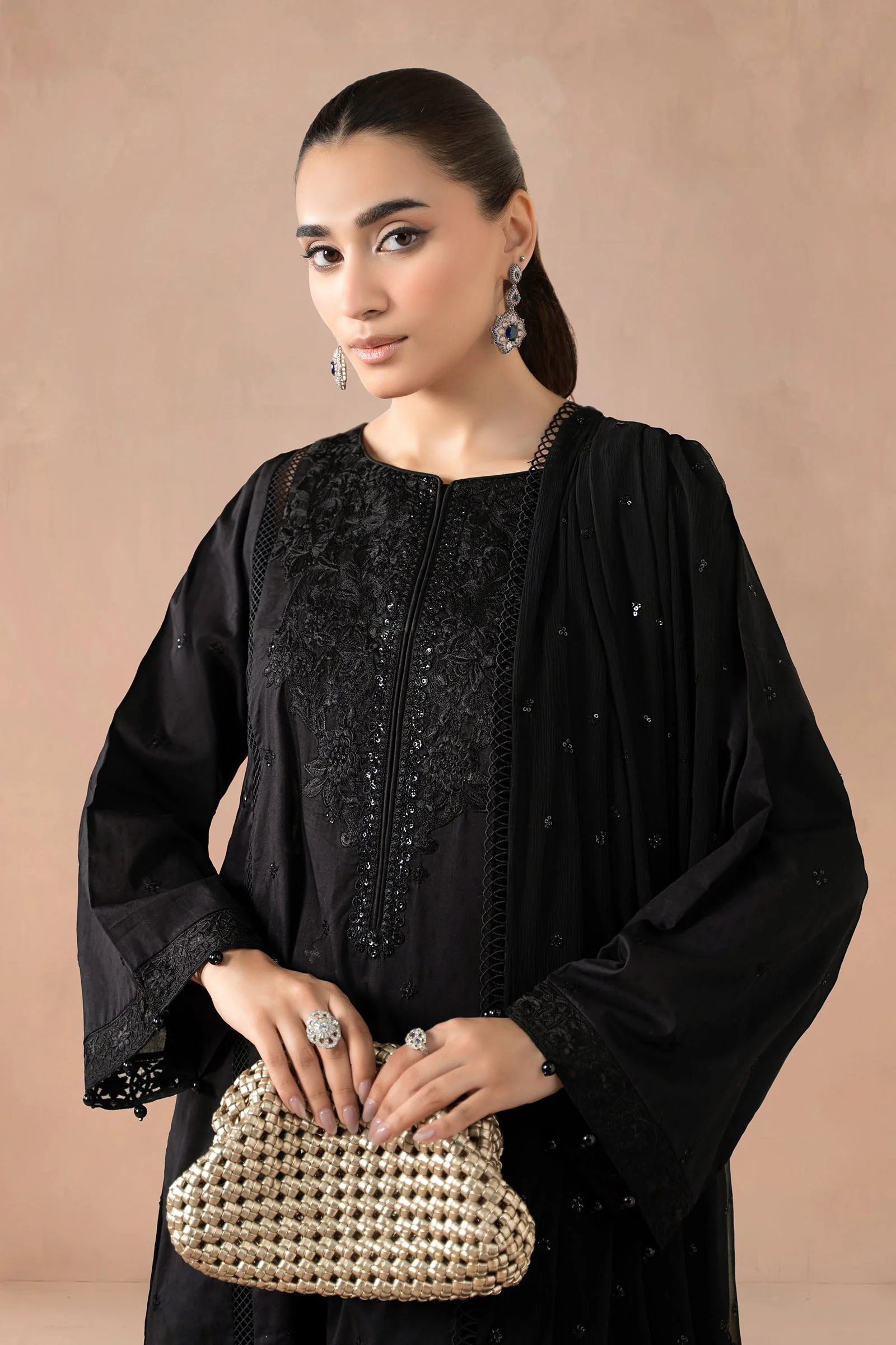 3 Piece Embroidered Self Jacquard Suit - Image 2