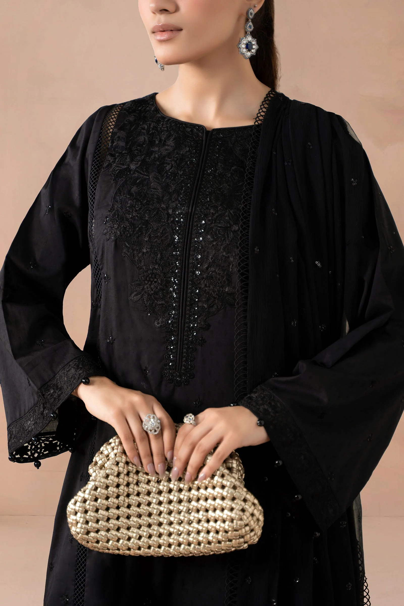 3 Piece Embroidered Self Jacquard Suit - Image 5