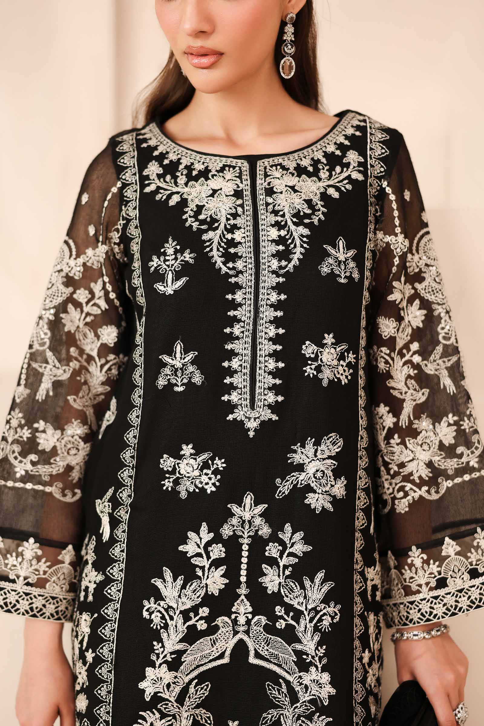 3 Piece Embroidered Cotton Net Suit - Image 6