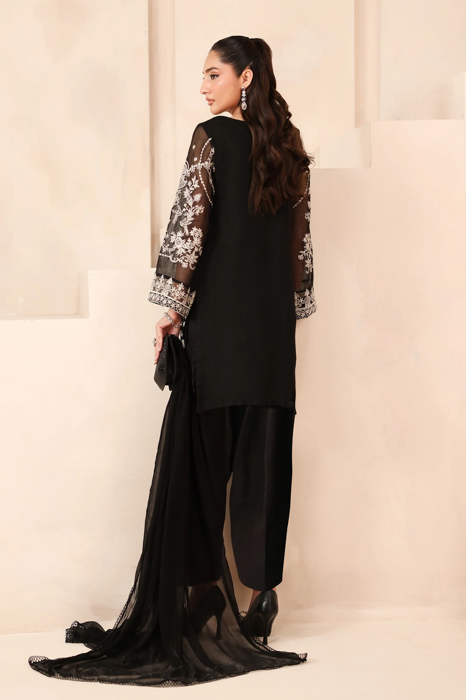 3 Piece Embroidered Cotton Net Suit - Image 8