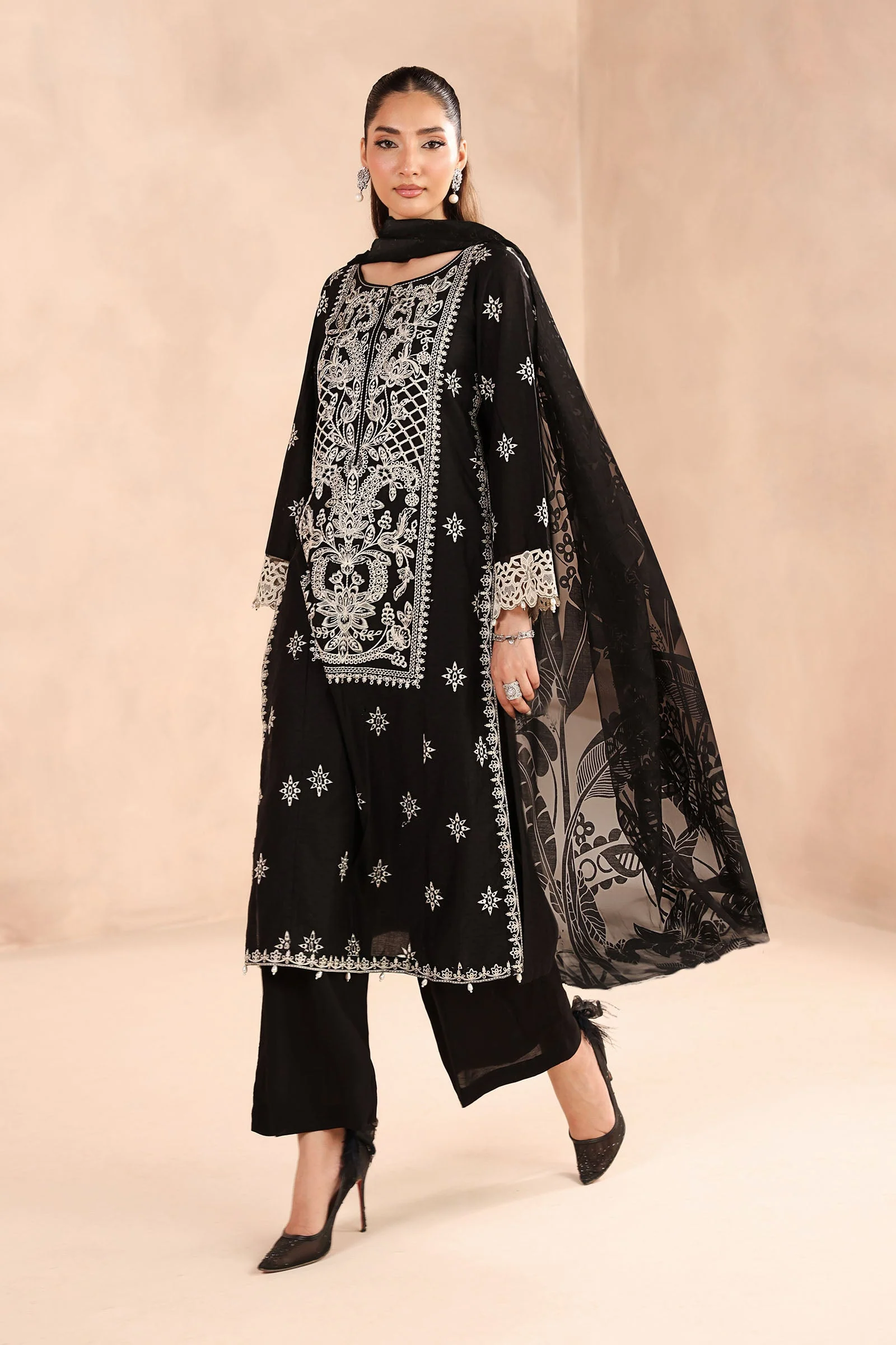 3 Piece Embroidered Dobby Suit - Image 3