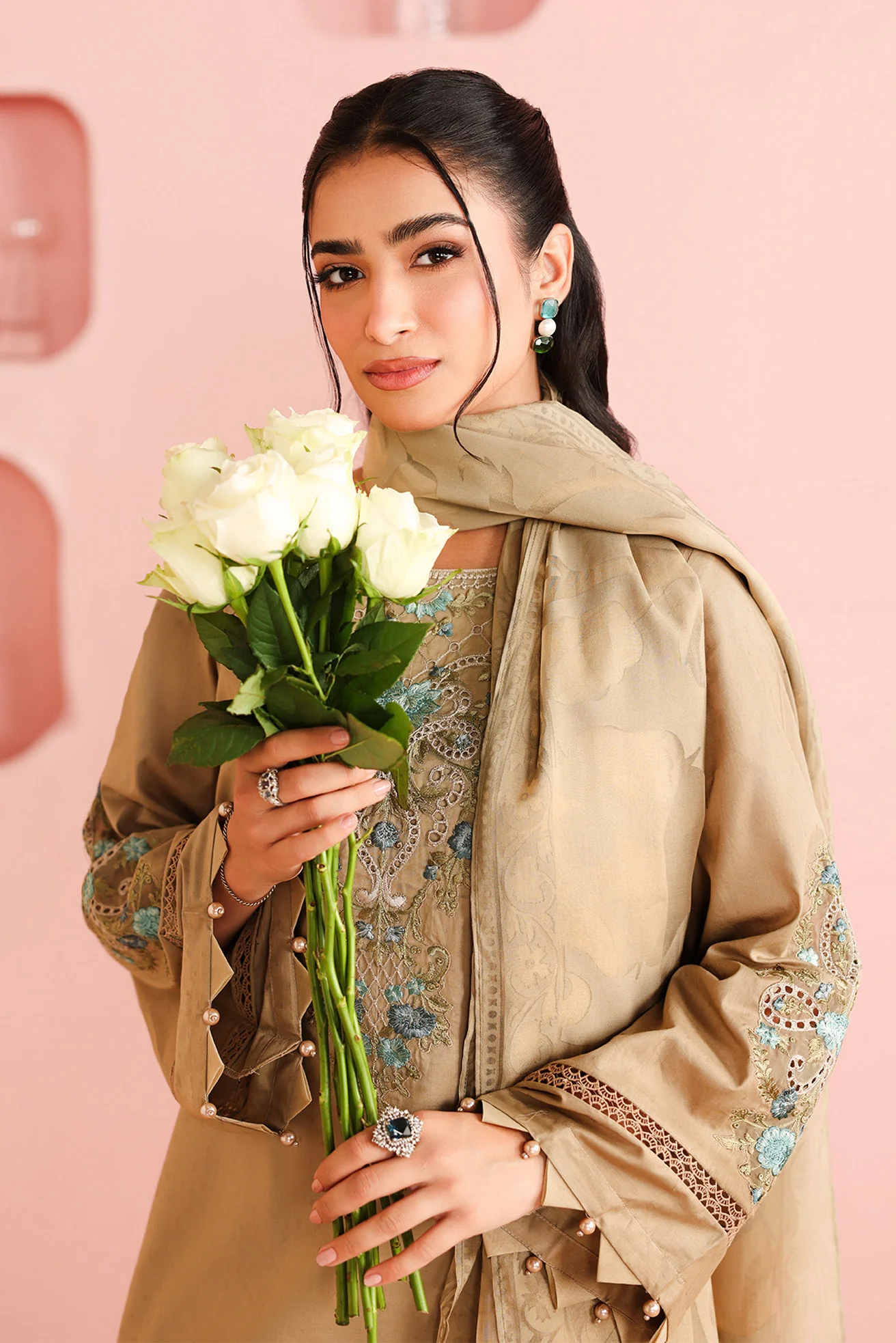 3 Piece Embroidered Dobby Suit - Image 2