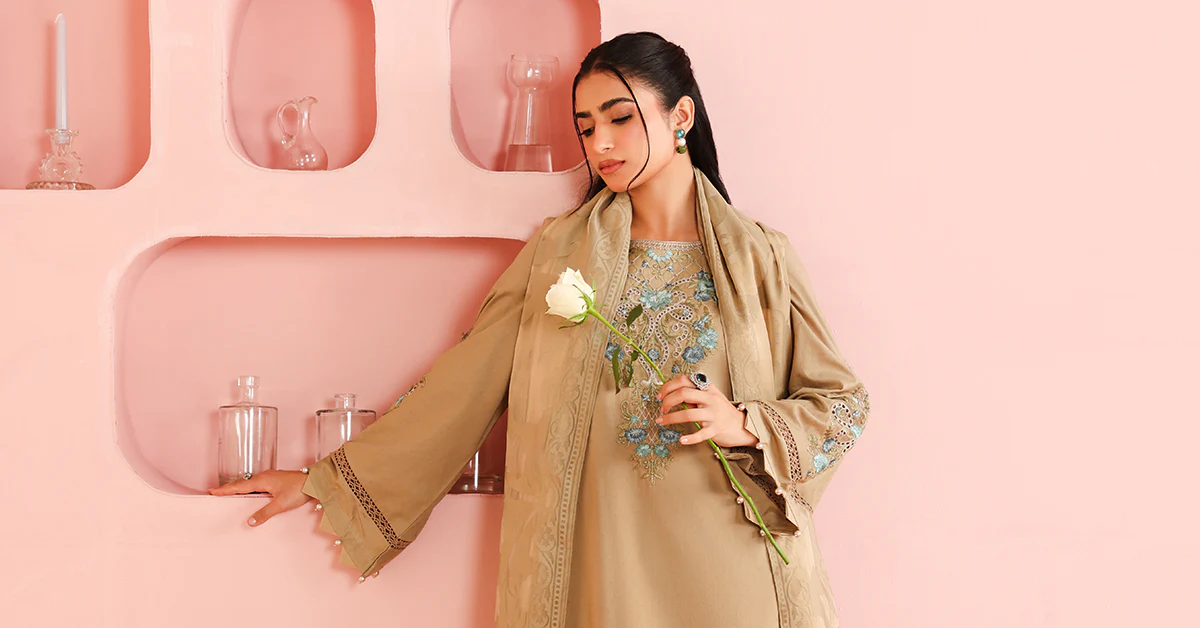 3 Piece Embroidered Dobby Suit - Image 6