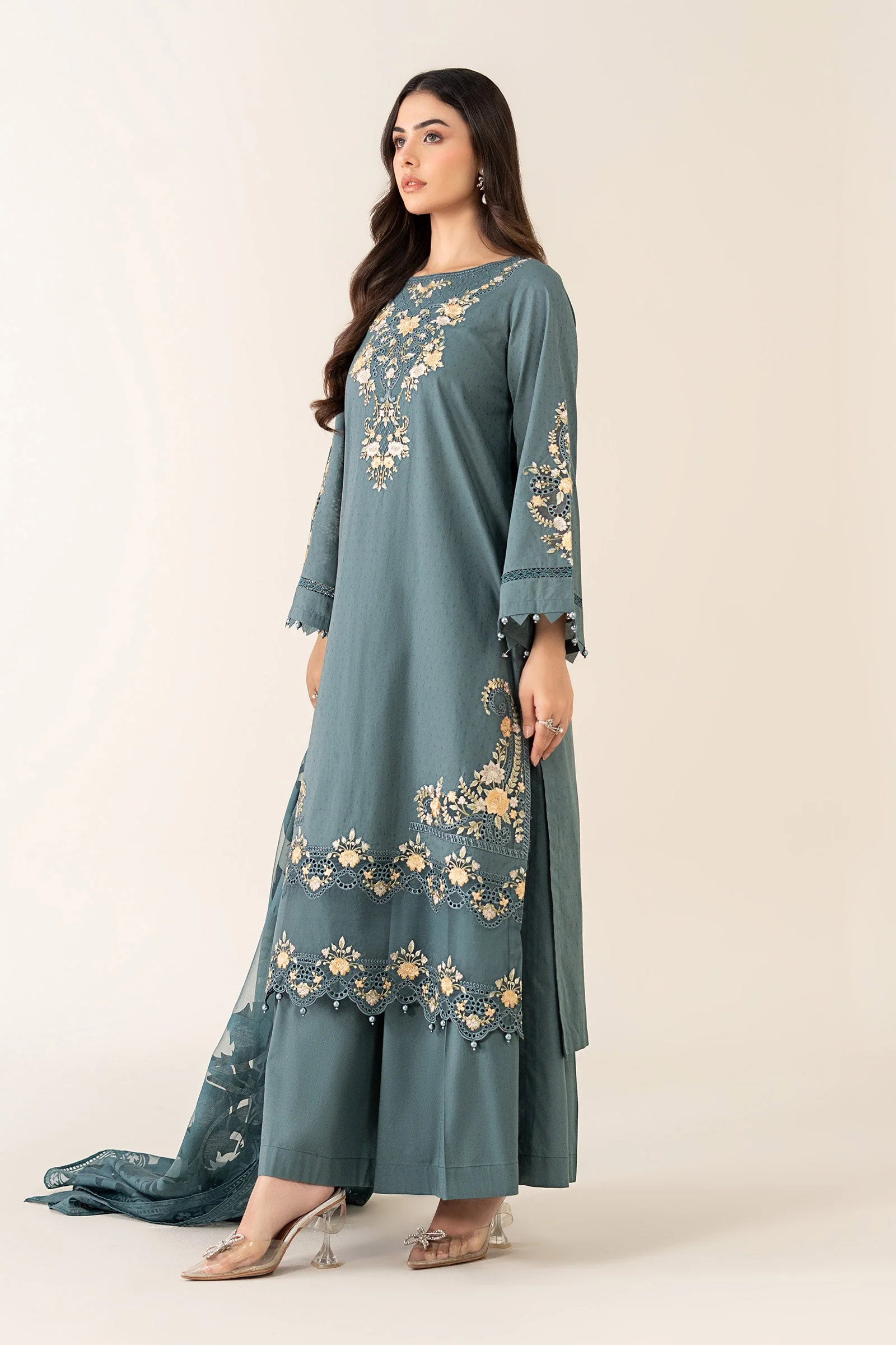3 Piece Embroidered Dobby Suit - Image 3
