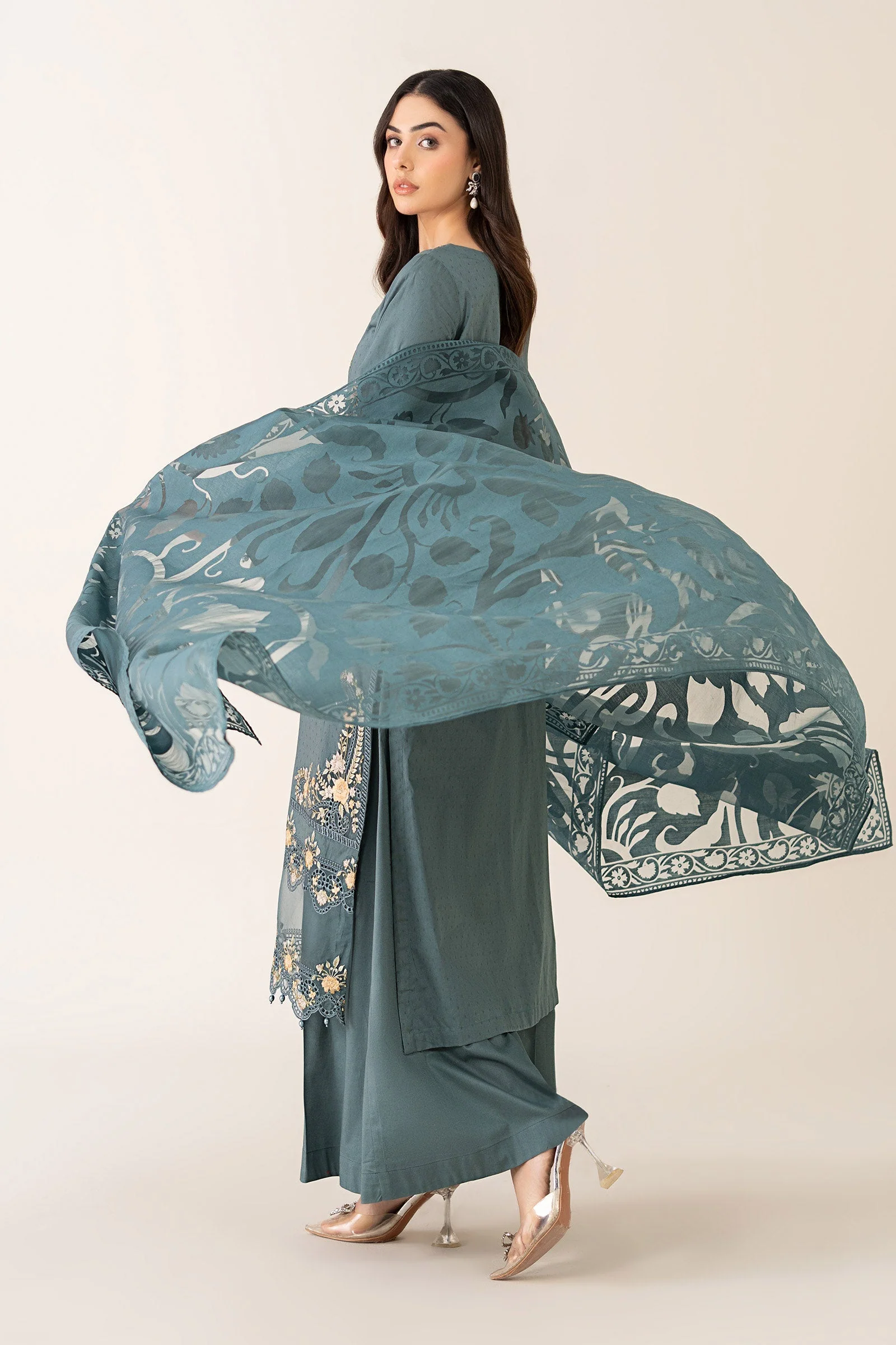 3 Piece Embroidered Dobby Suit - Image 6