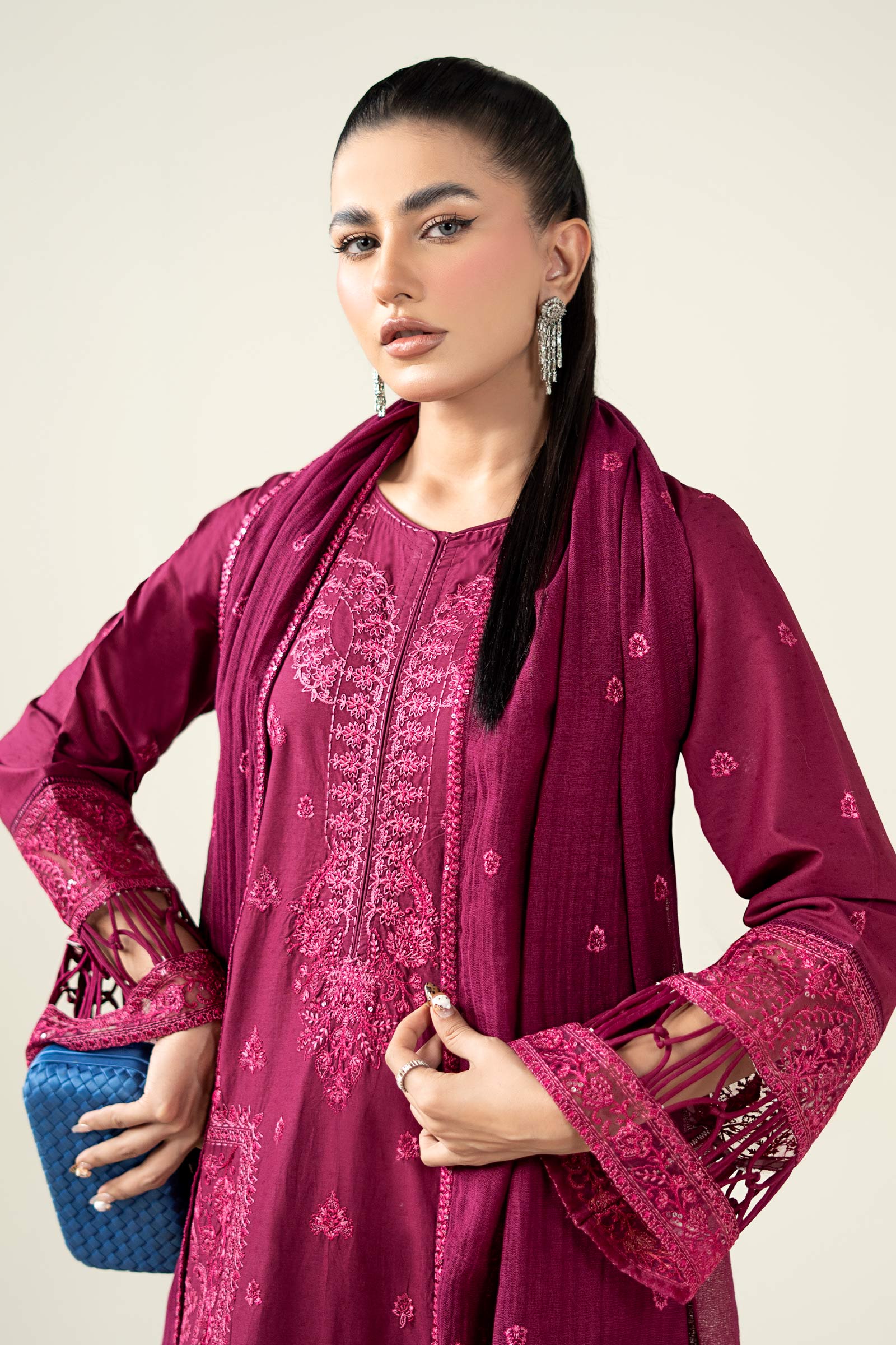 3 Piece Embroidered Dobby Suit - Image 3