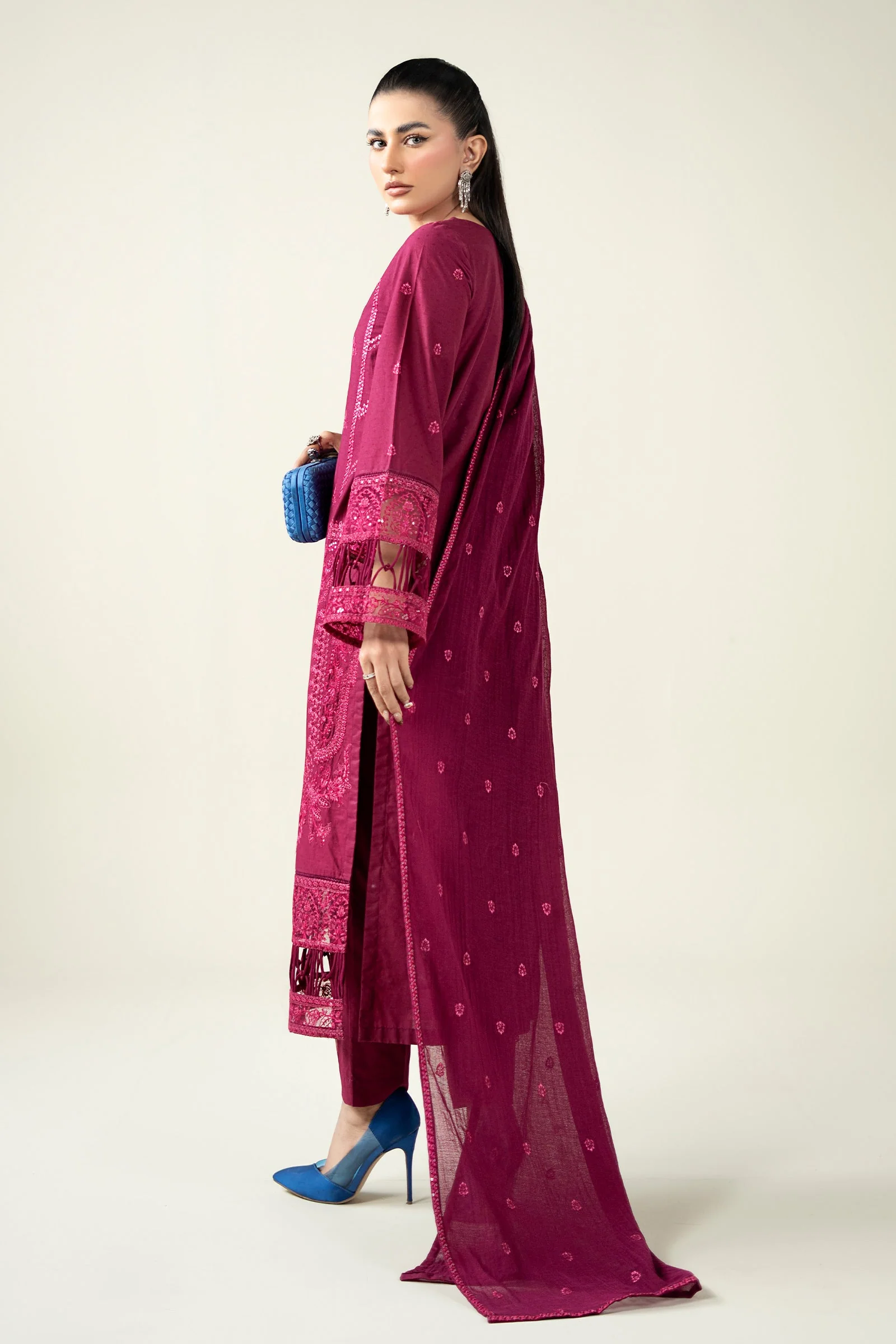 3 Piece Embroidered Dobby Suit - Image 7