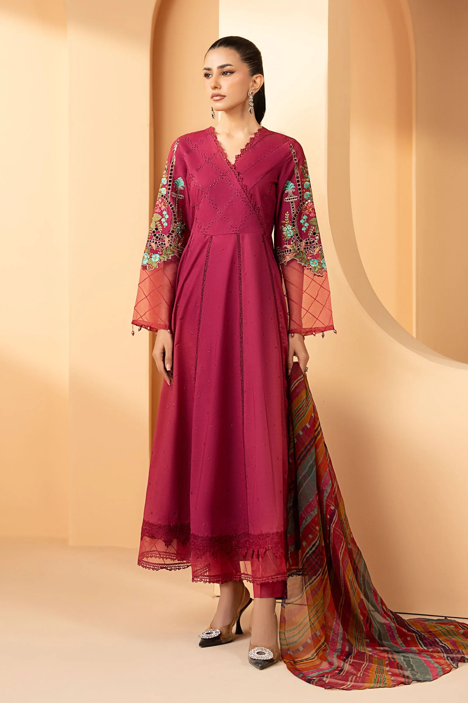 3 Piece Embroidered Dobby Lawn Suit
