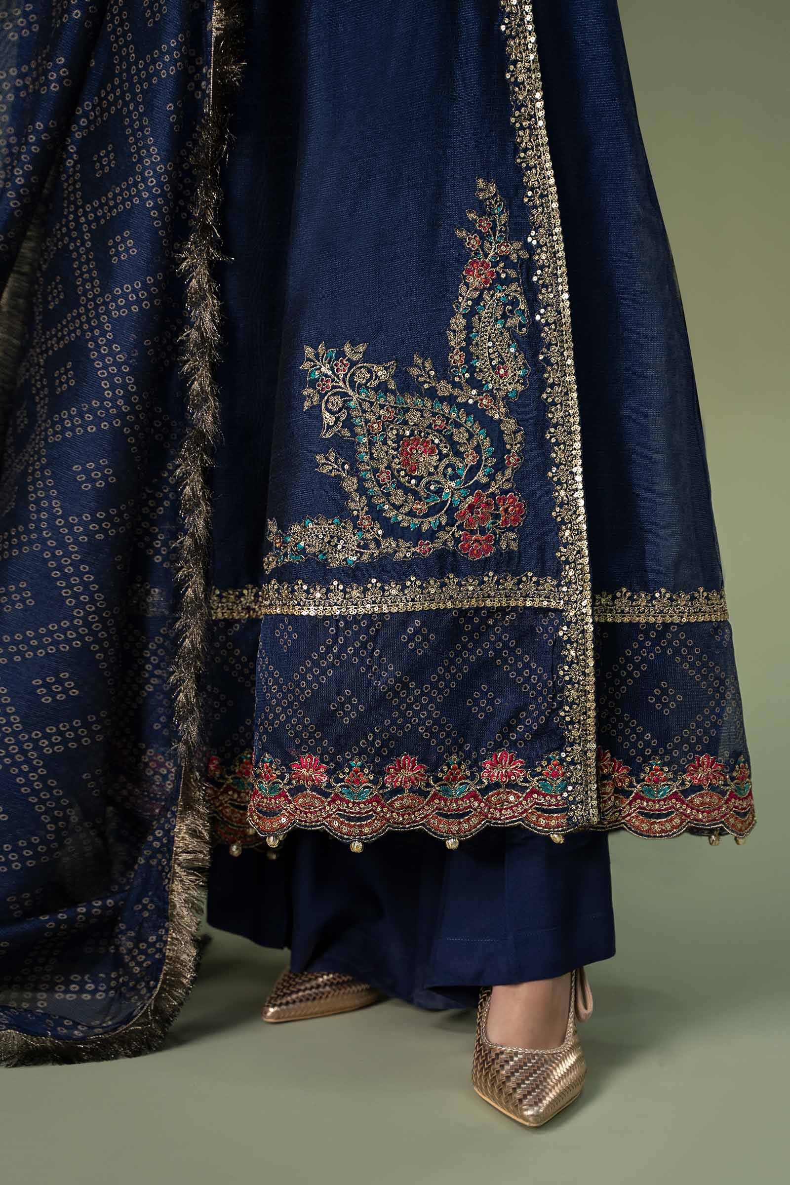 3 Piece Embroidered Paper Cotton Suit - Image 5