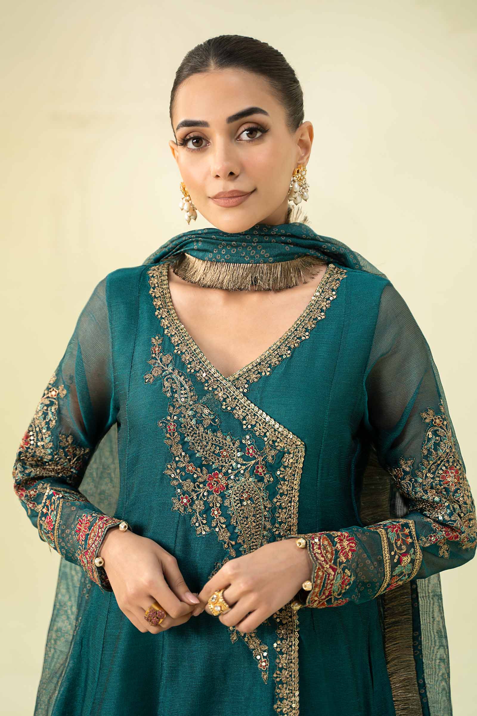 3 Piece Embroidered Paper Cotton Suit - Image 4