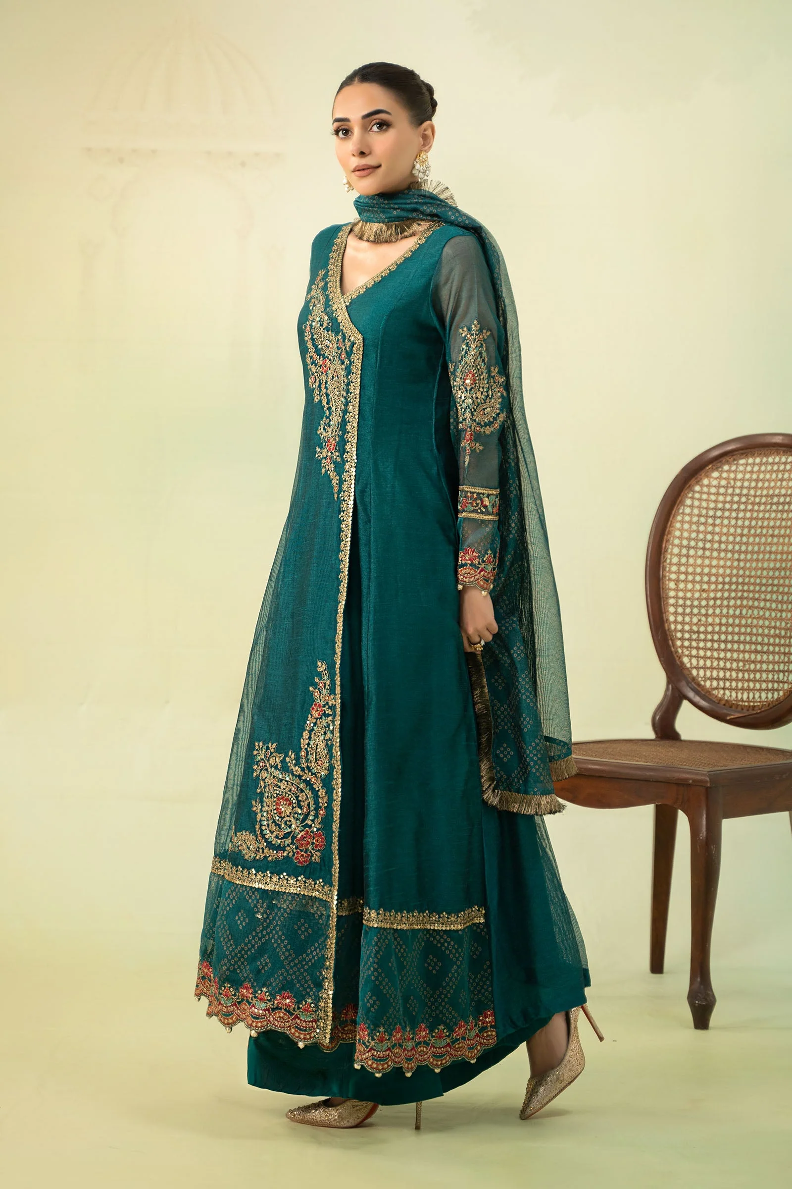 3 Piece Embroidered Paper Cotton Suit - Image 6