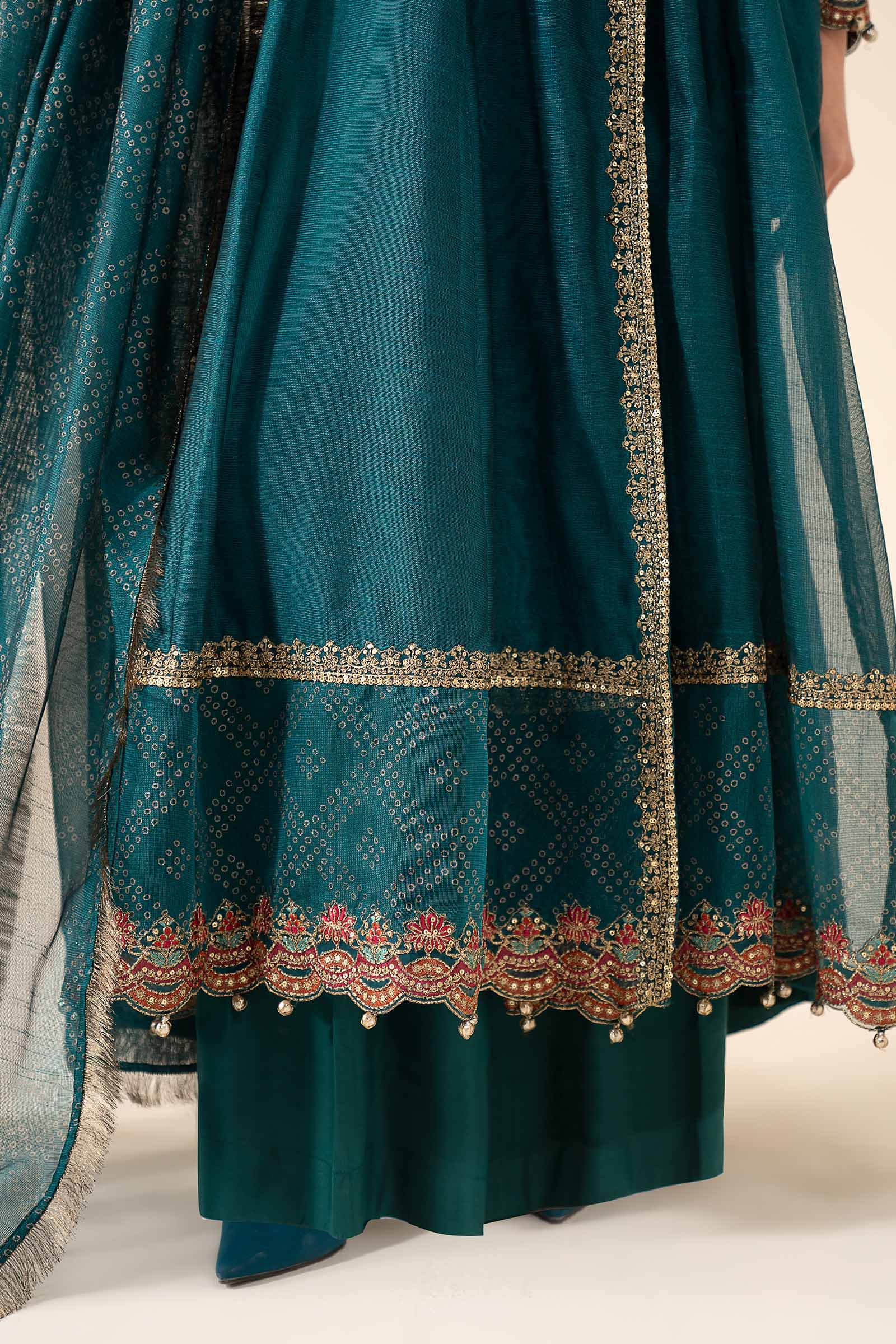 3 Piece Embroidered Cotton Net Suit - Image 4