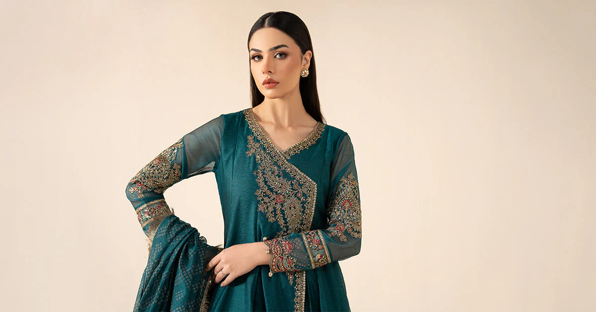 3 Piece Embroidered Cotton Net Suit - Image 8