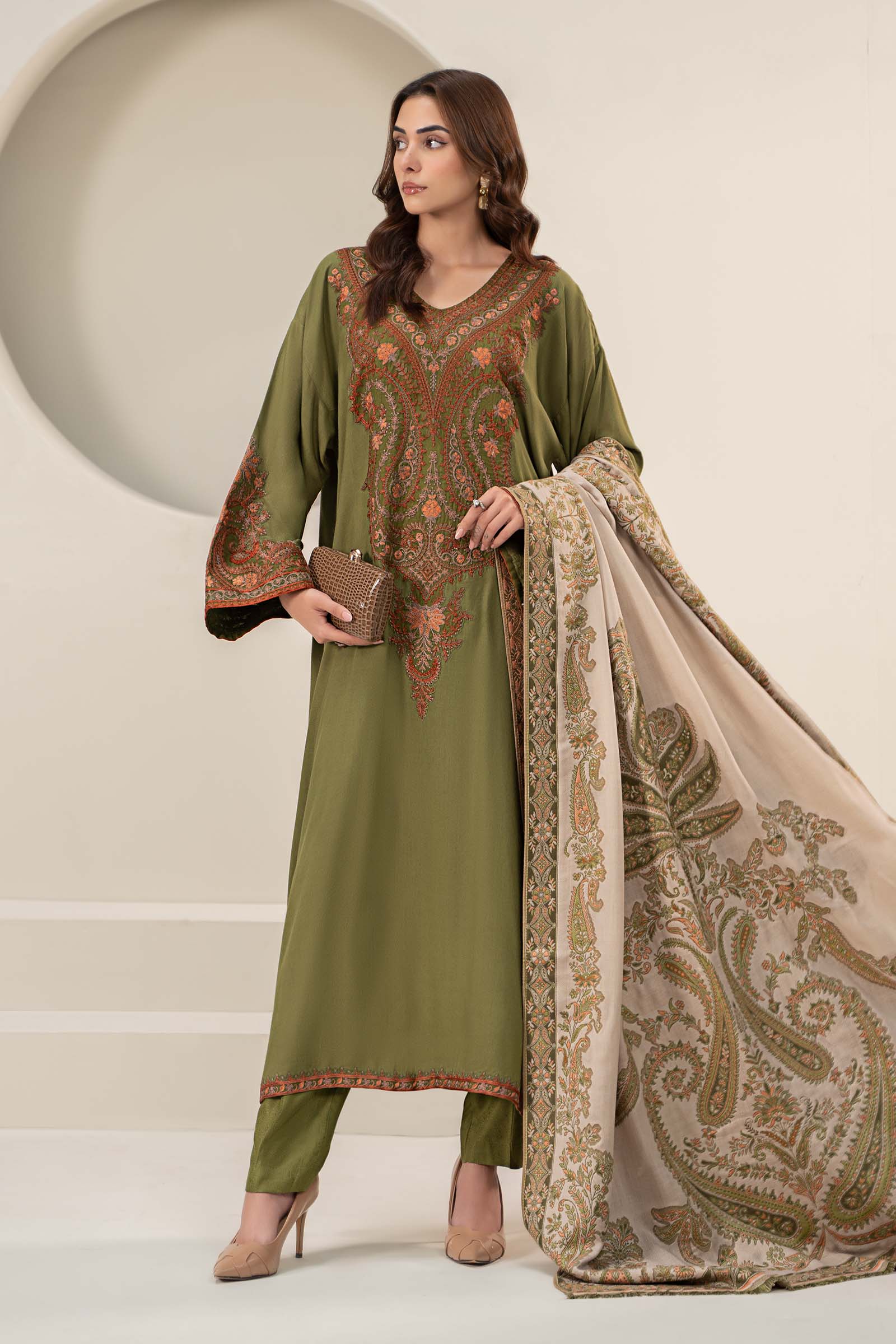 3 Piece Embroidered Linen Suit