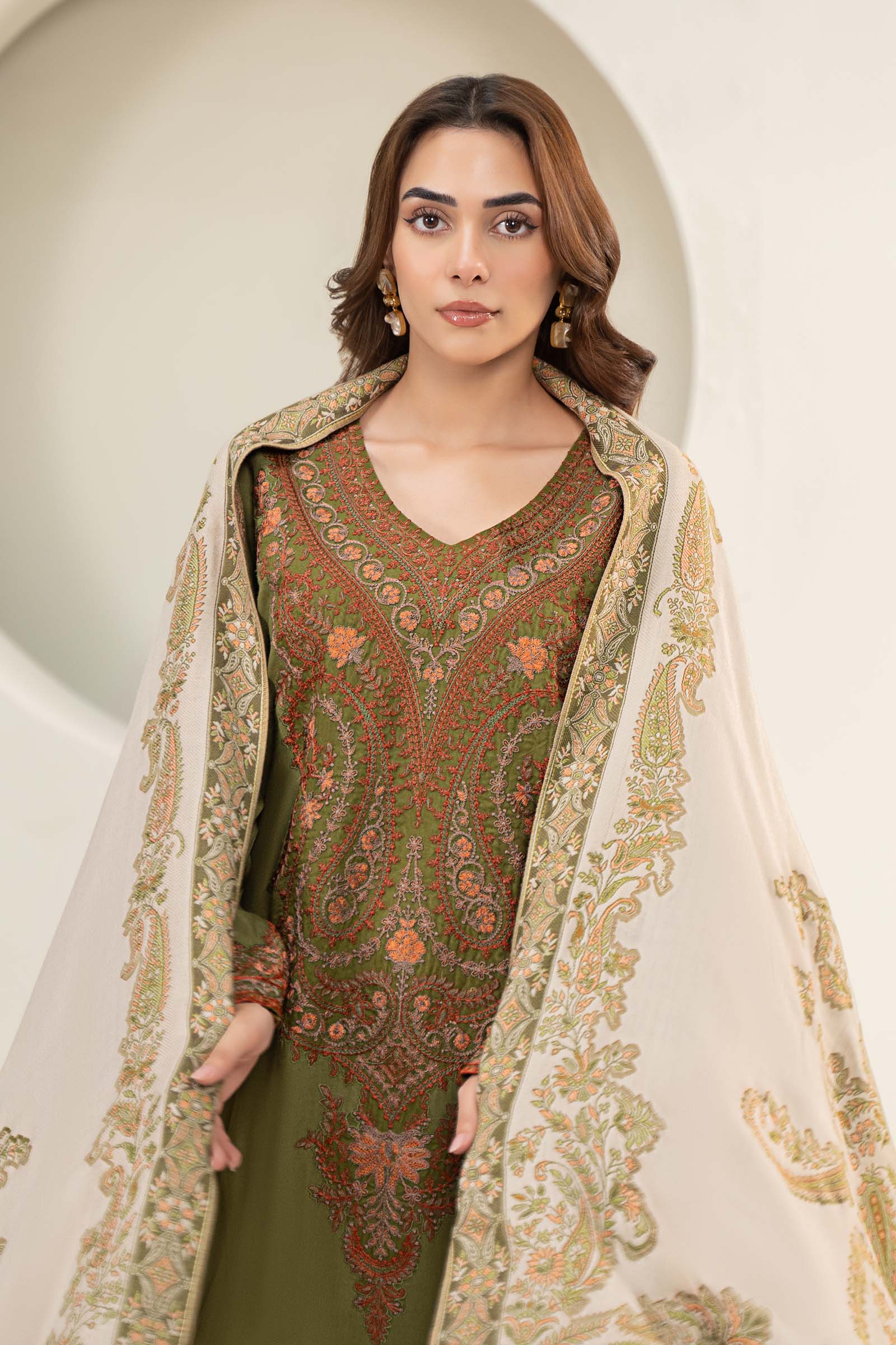 3 Piece Embroidered Linen Suit - Image 2