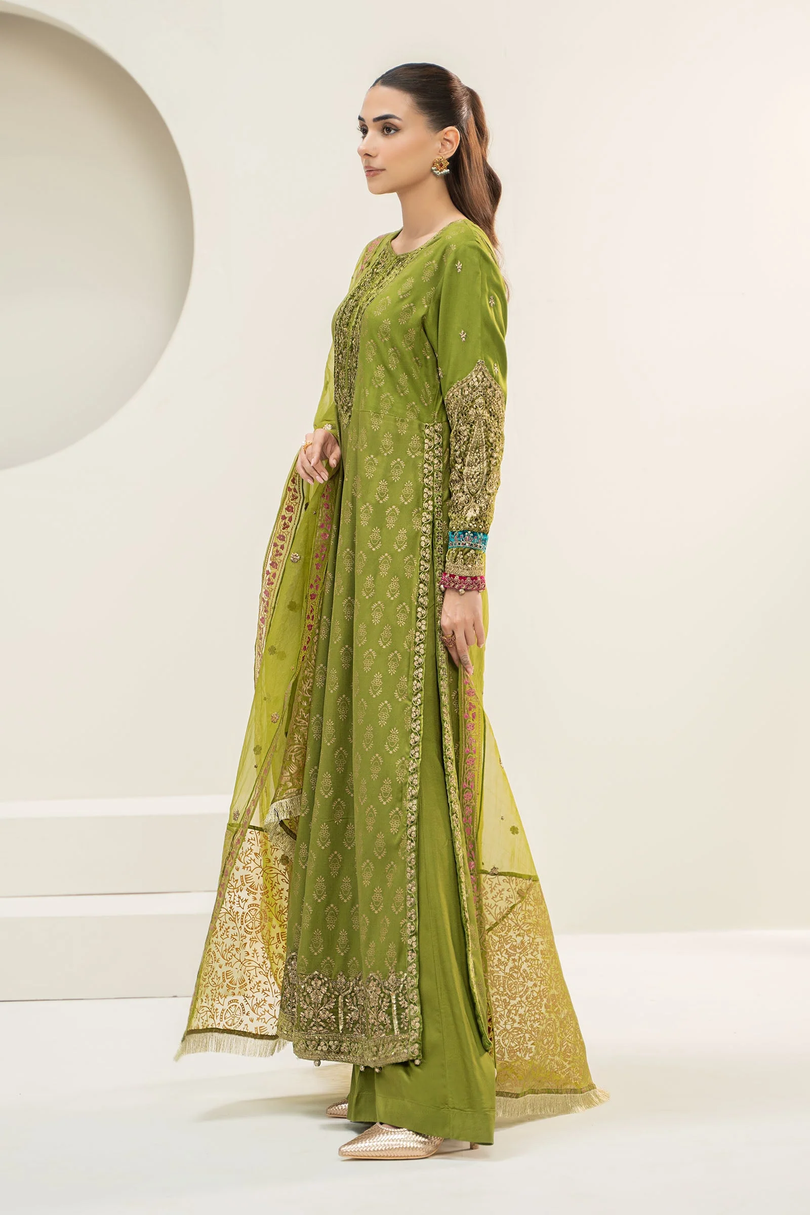 3 Piece Embroidered Linen Suit - Image 5