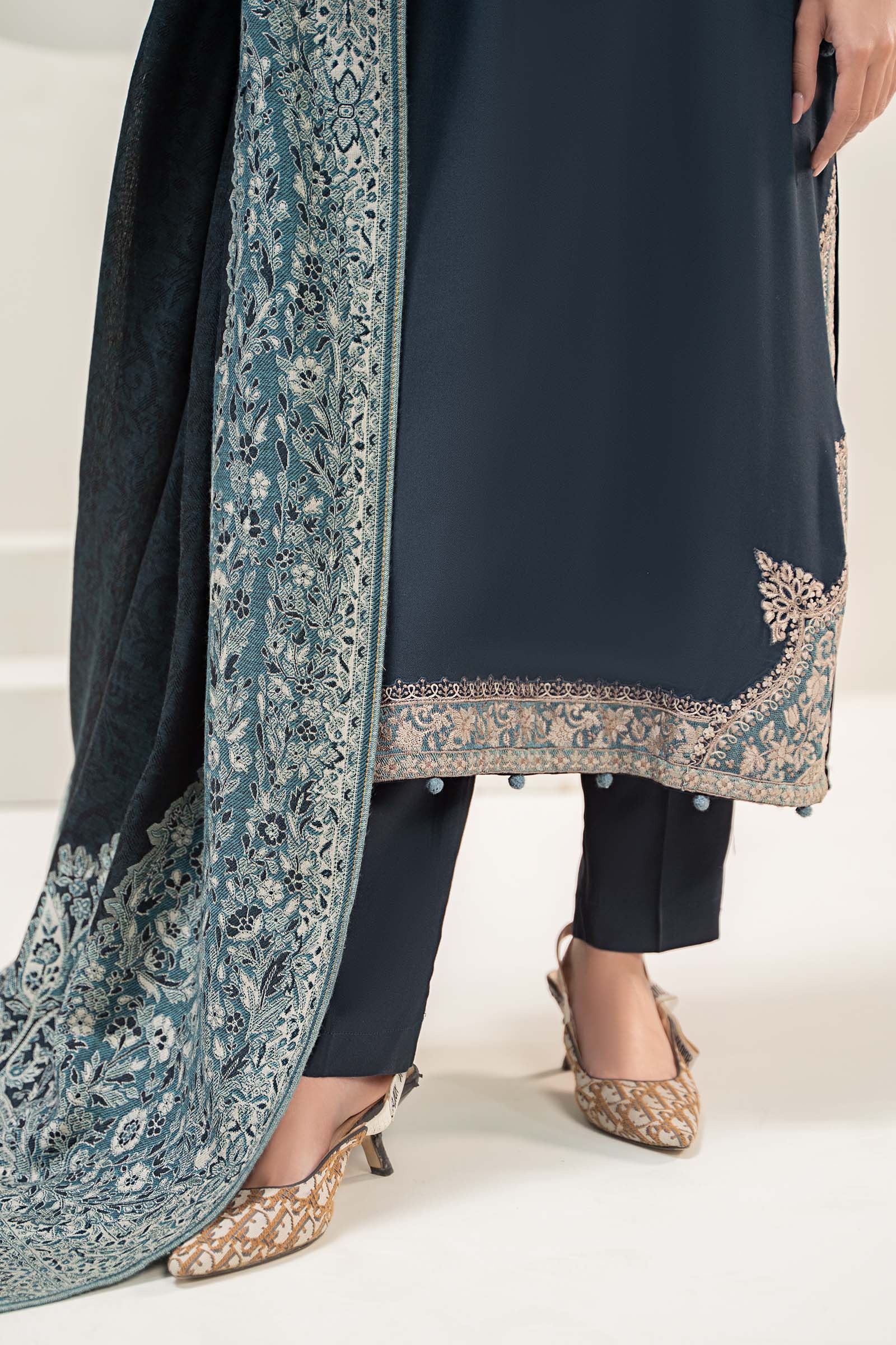 3 Piece Embroidered Linen Suit - Image 4