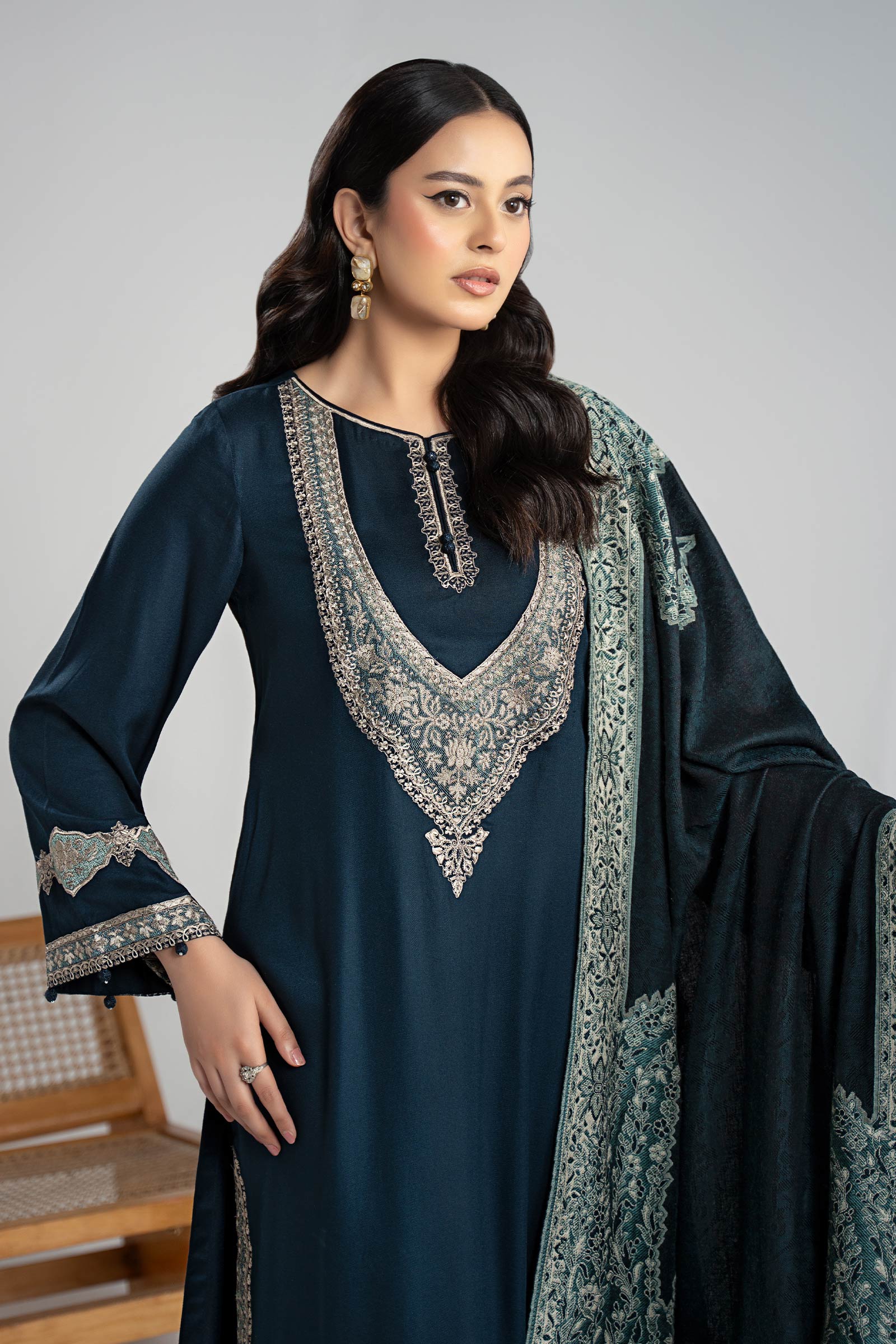 3 Piece Embroidered Marina Twill Suit - Image 2