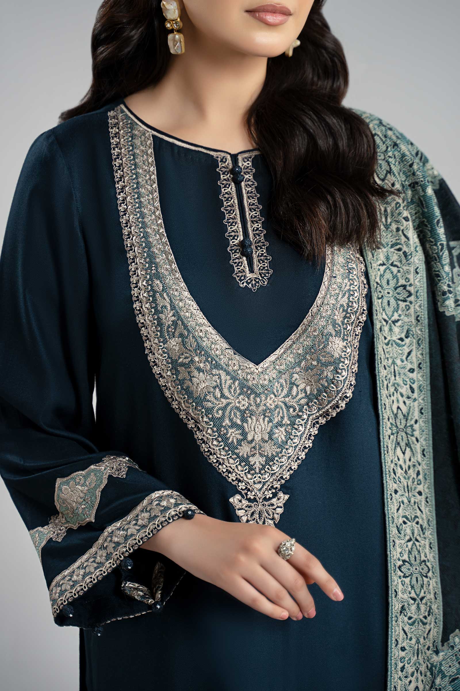 3 Piece Embroidered Marina Twill Suit - Image 6