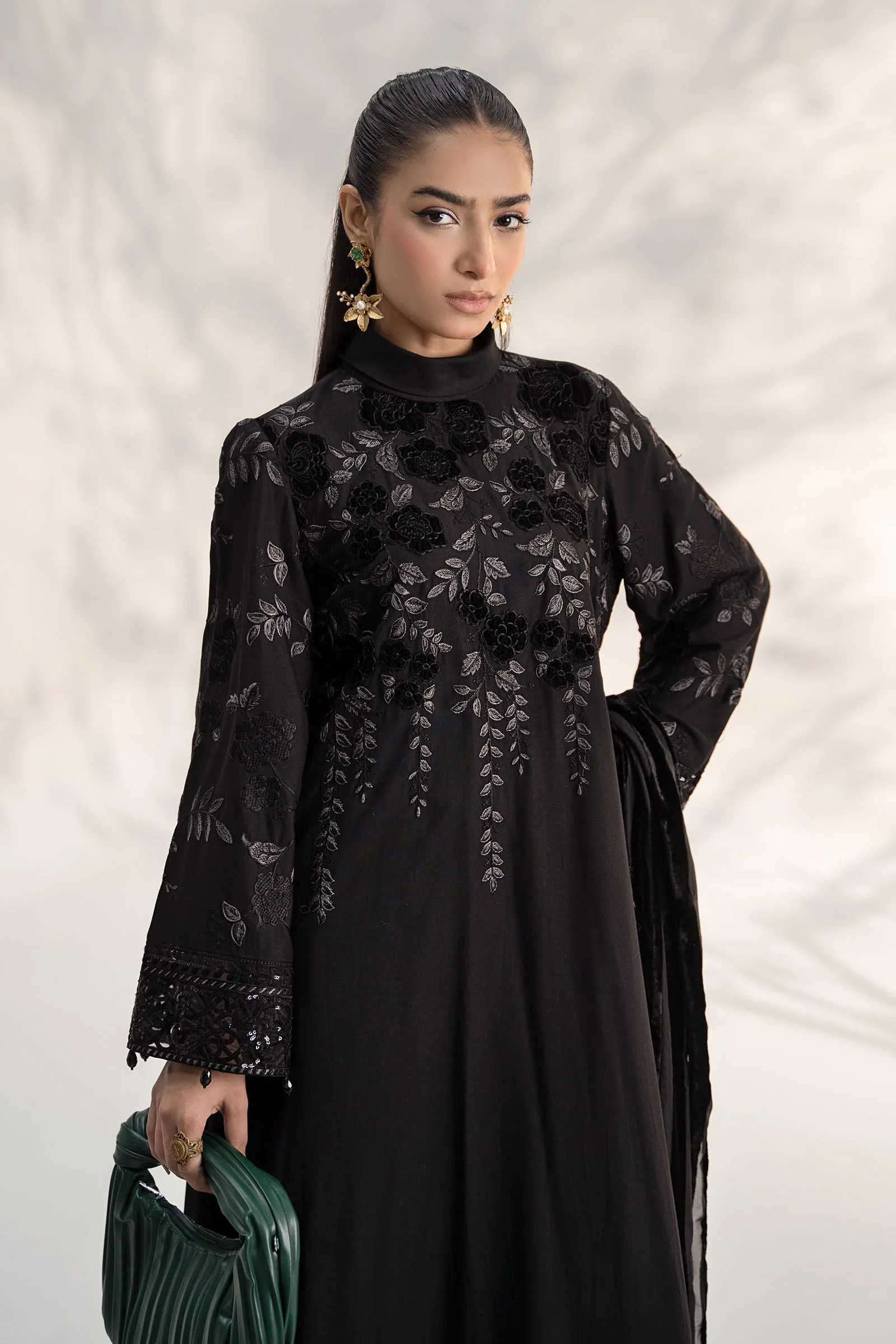 3 Piece Embroidered Linen Suit - Image 2