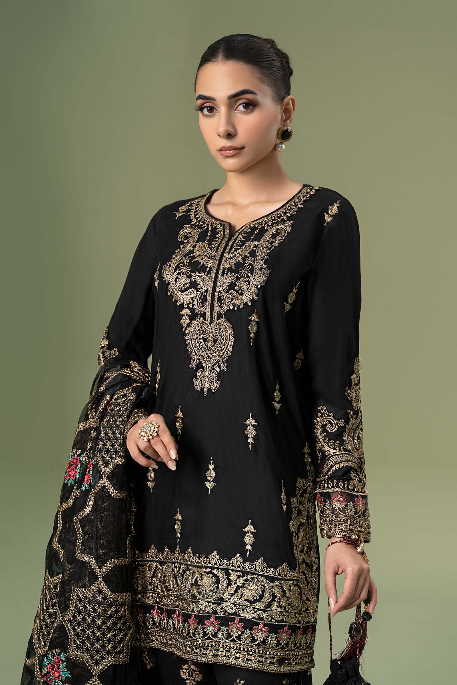 3 Piece Embroidered Linen Suit - Image 2