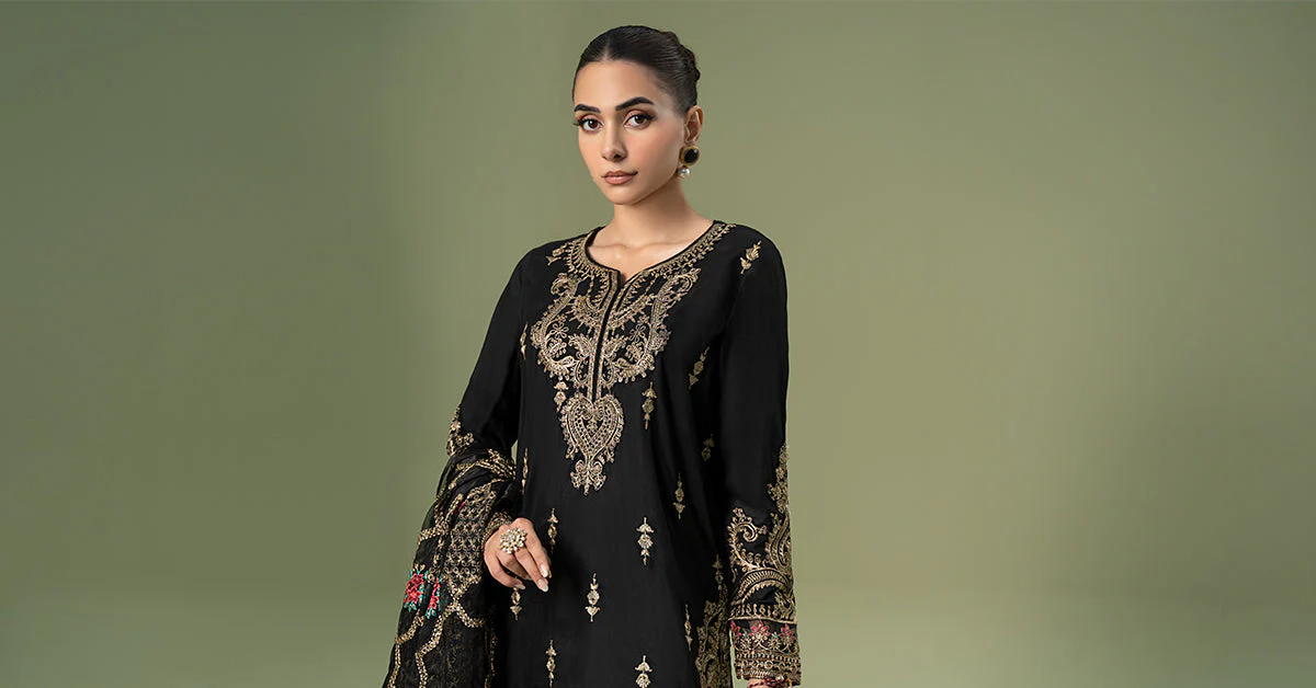 3 Piece Embroidered Linen Suit - Image 7