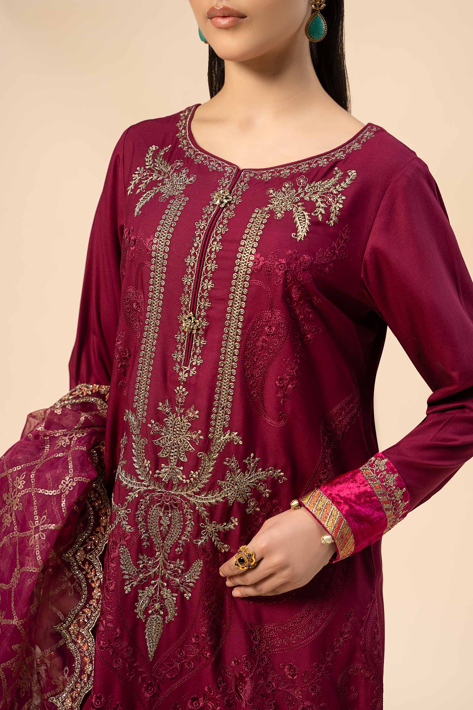 3 Piece Embroidered Linen Suit - Image 2