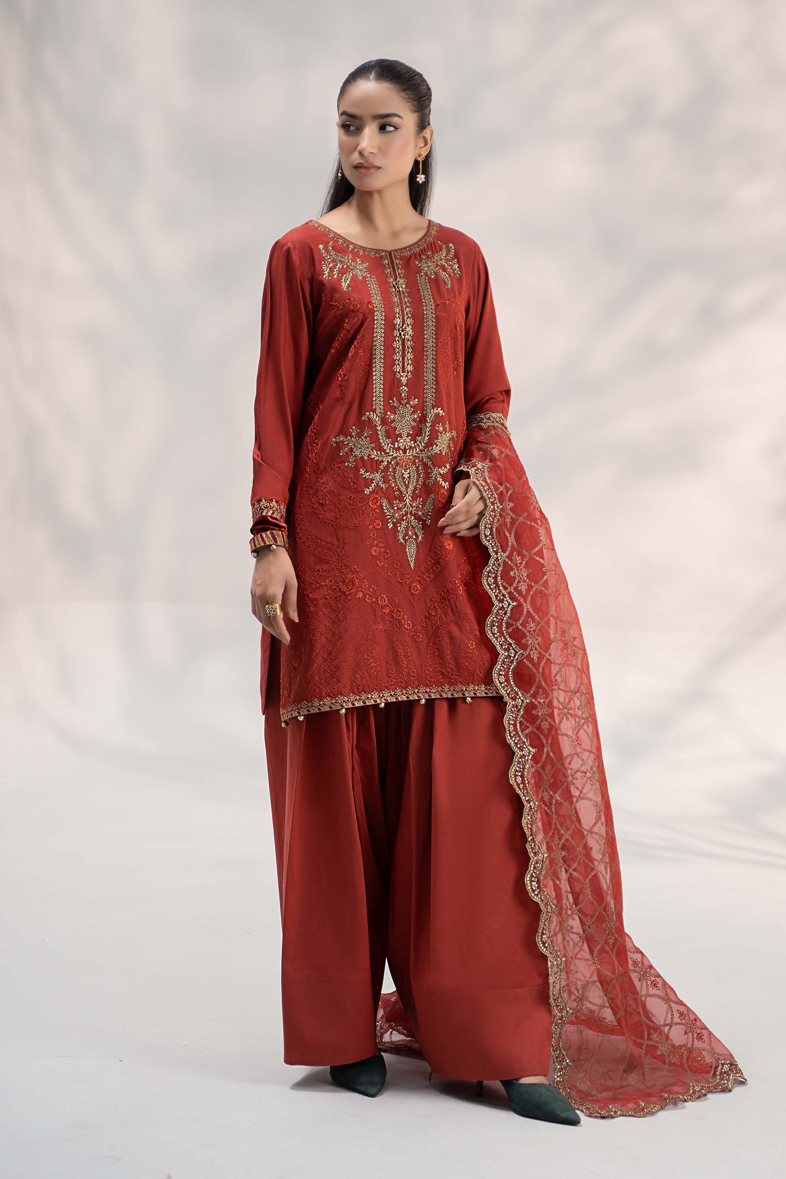 3 Piece Embroidered Linen Suit - Image 5