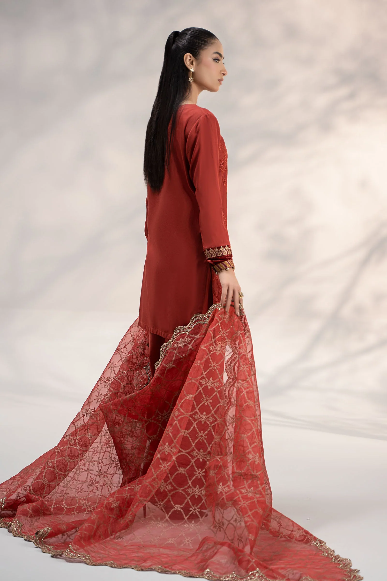 3 Piece Embroidered Linen Suit - Image 9