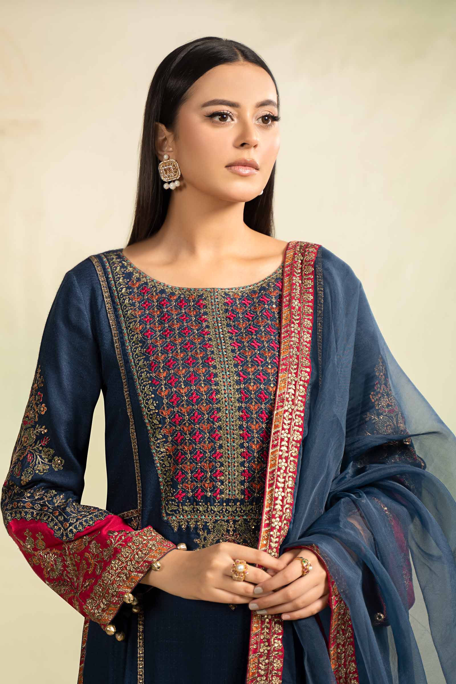 3 Piece Embroidered Linen Suit - Image 2