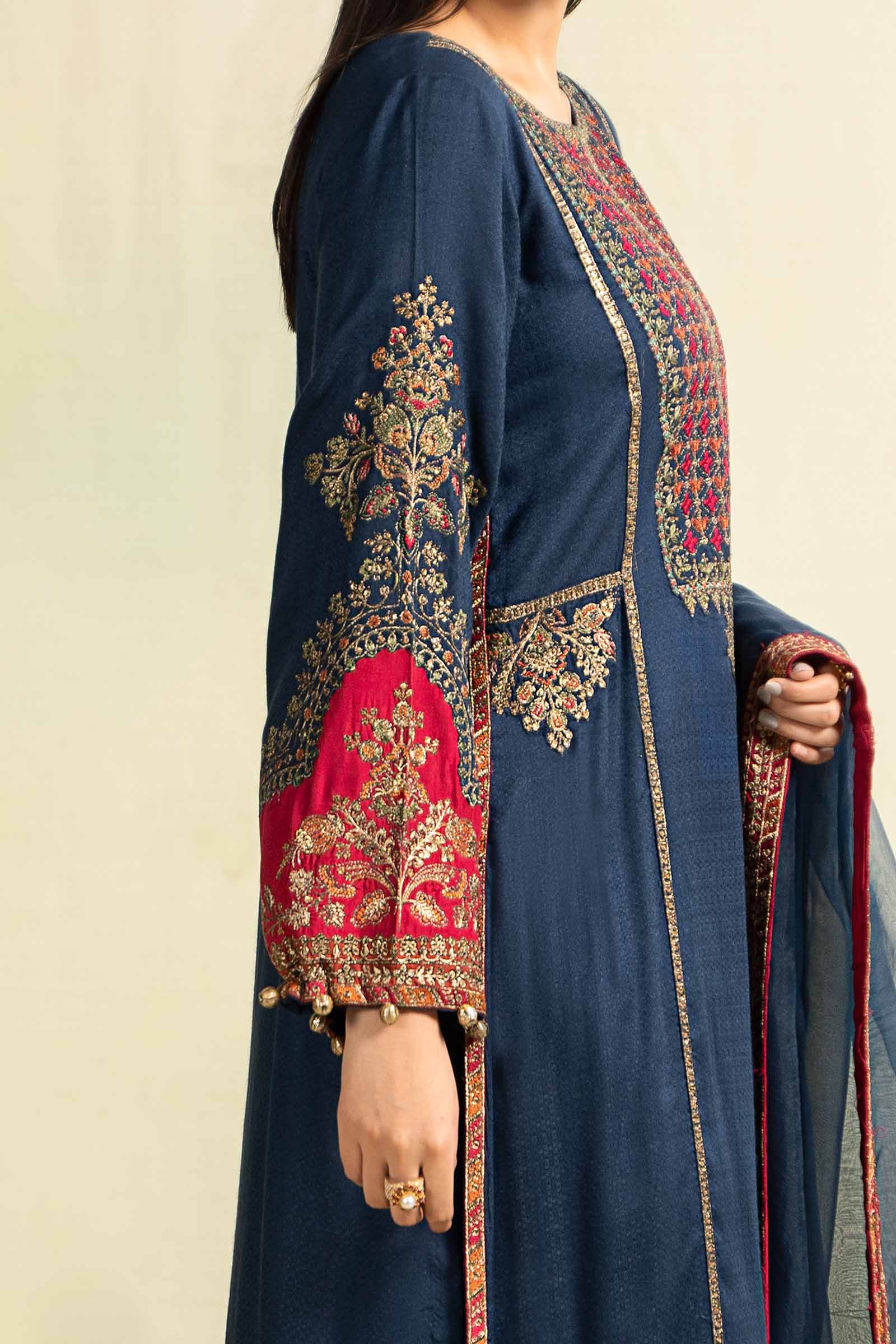 3 Piece Embroidered Linen Suit - Image 3