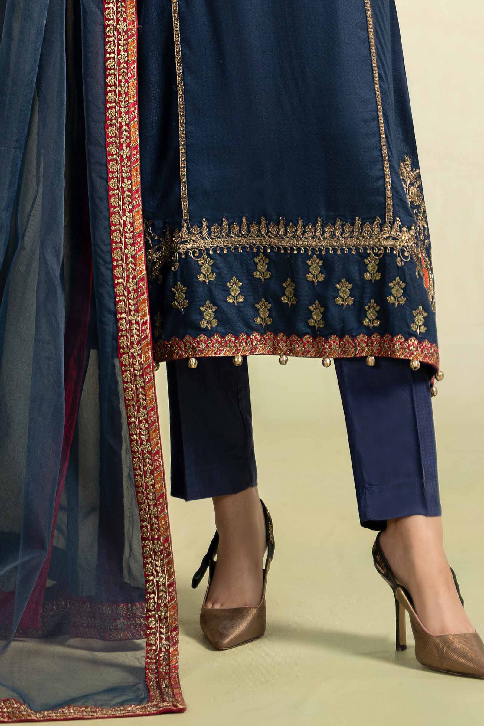 3 Piece Embroidered Linen Suit - Image 4