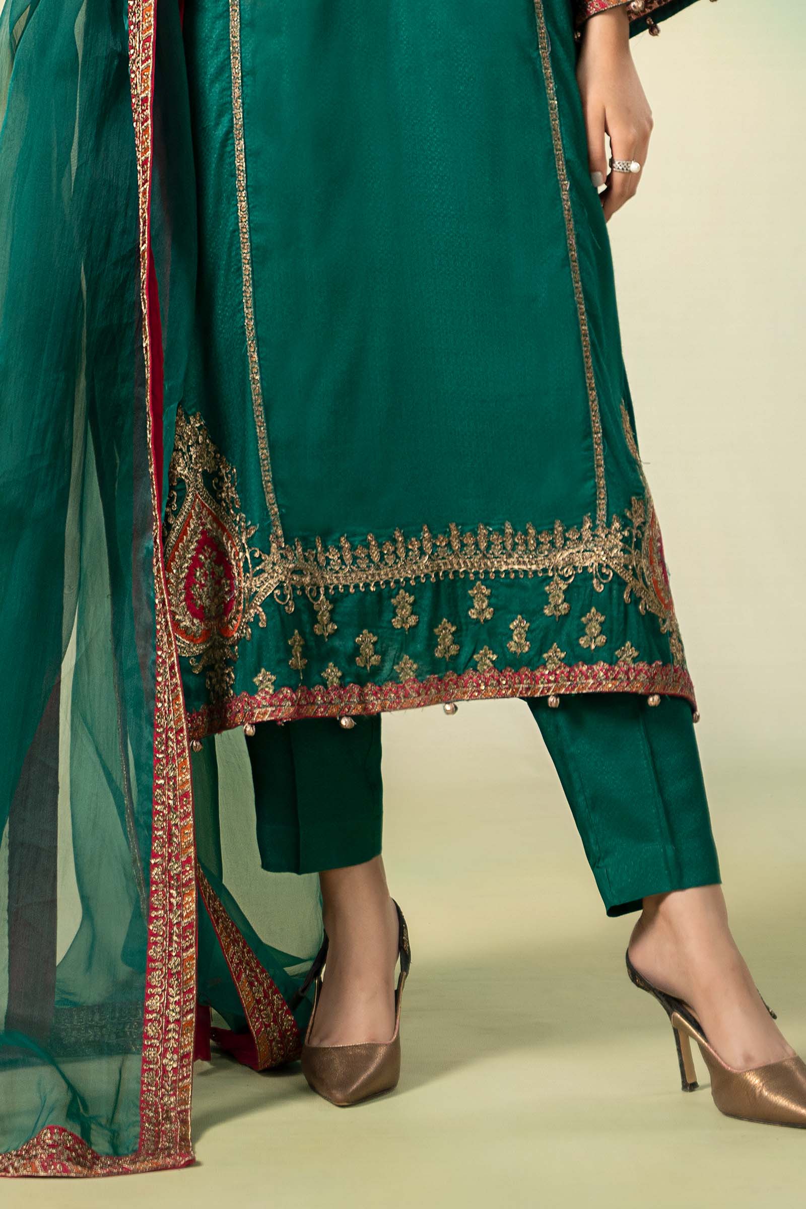 3 Piece Embroidered Linen Suit - Image 3