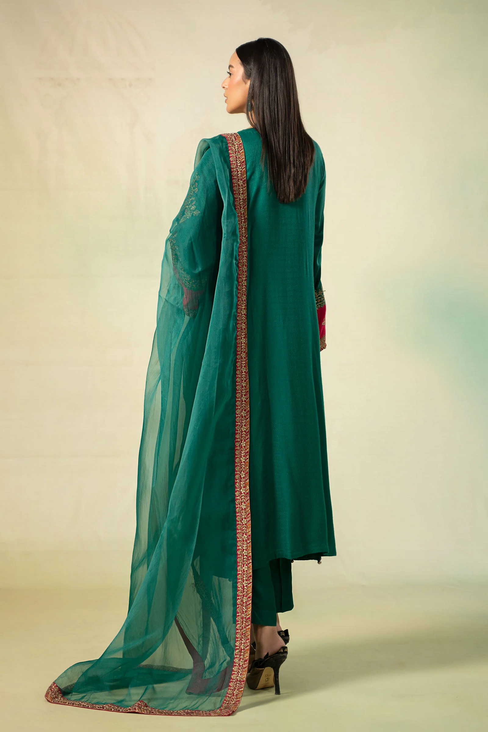 3 Piece Embroidered Linen Suit - Image 5