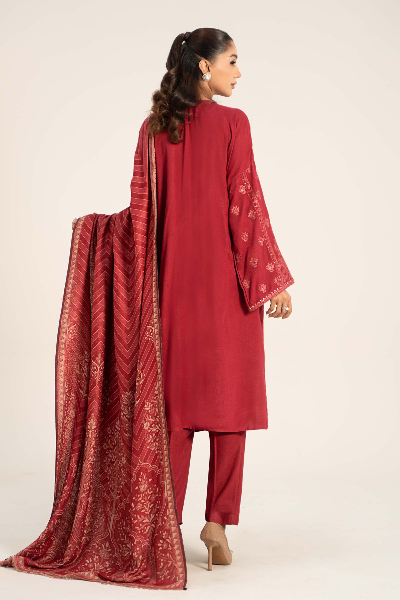 3 Piece Embroidered Pashmina Wool Suit - Image 6