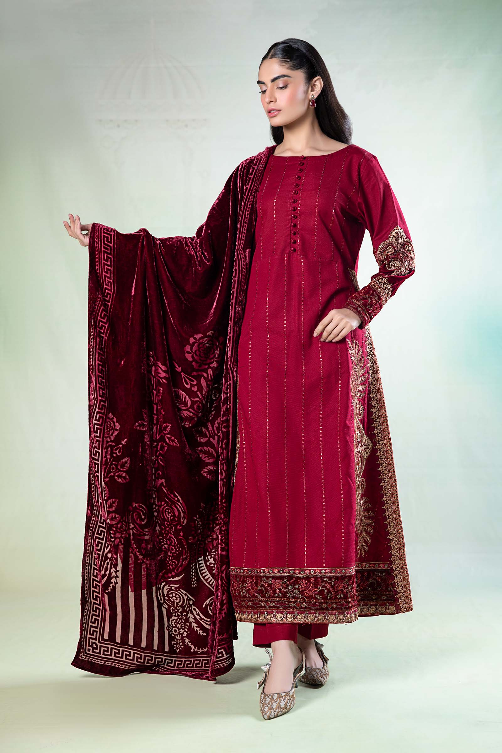 3 Piece Embroidered Khaddar Suit