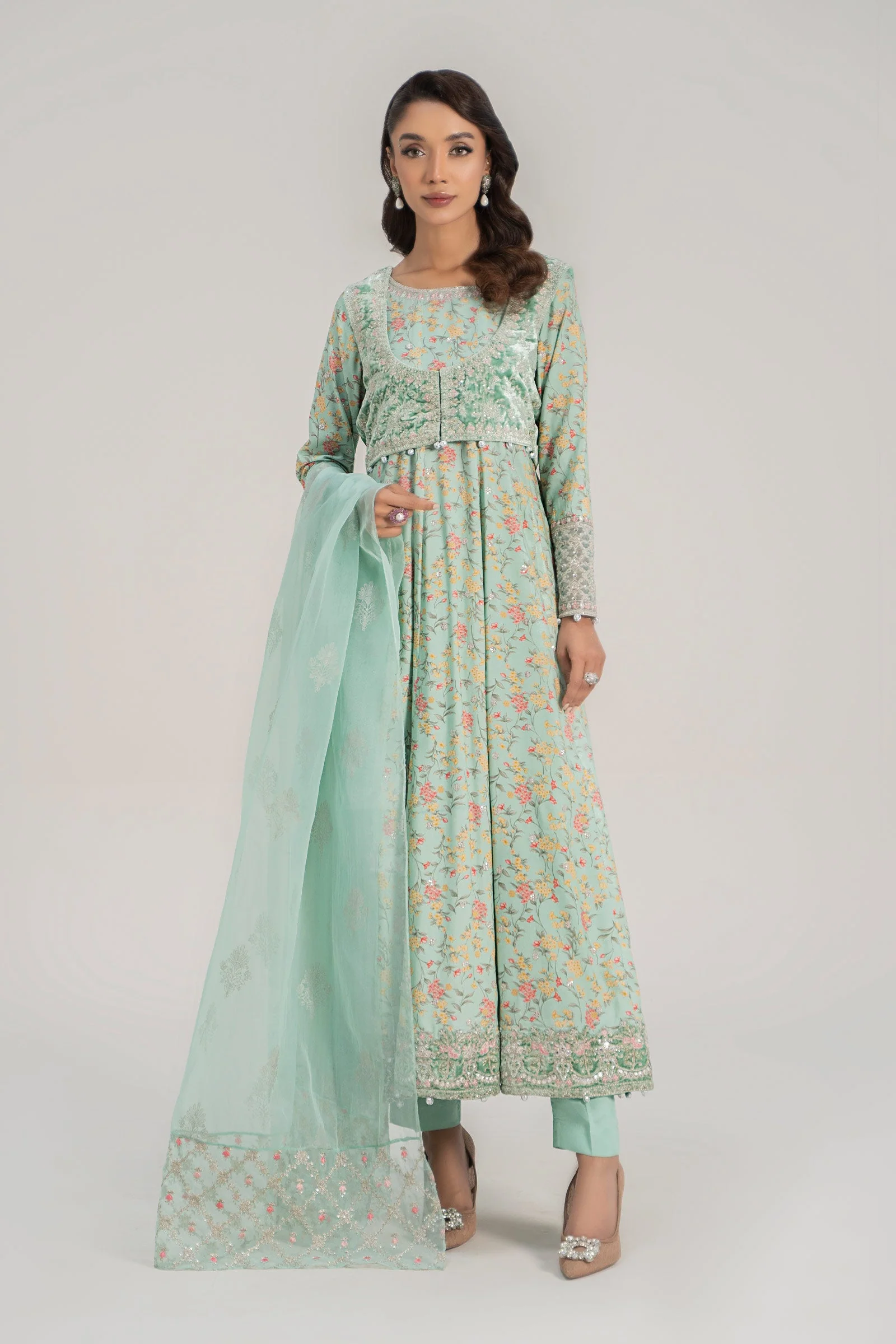 3 Piece Embroidered Linen Suit