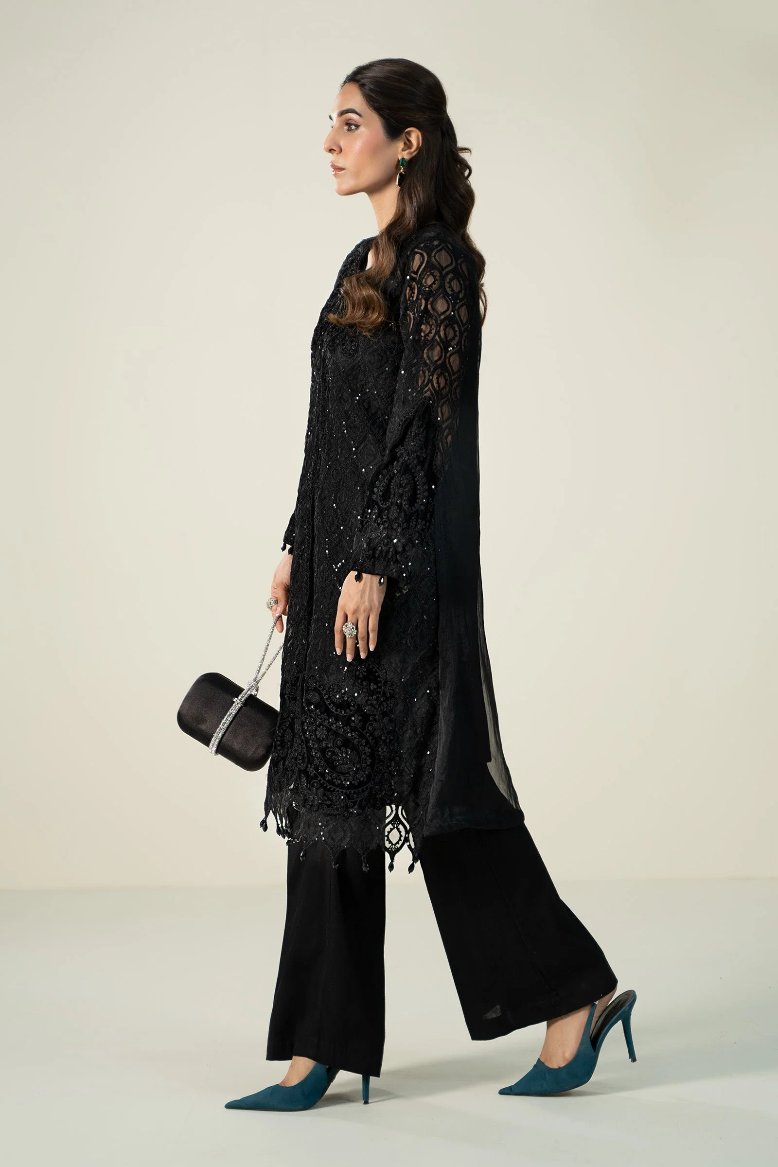 3 Piece Embroidered Organza Suit - Image 5