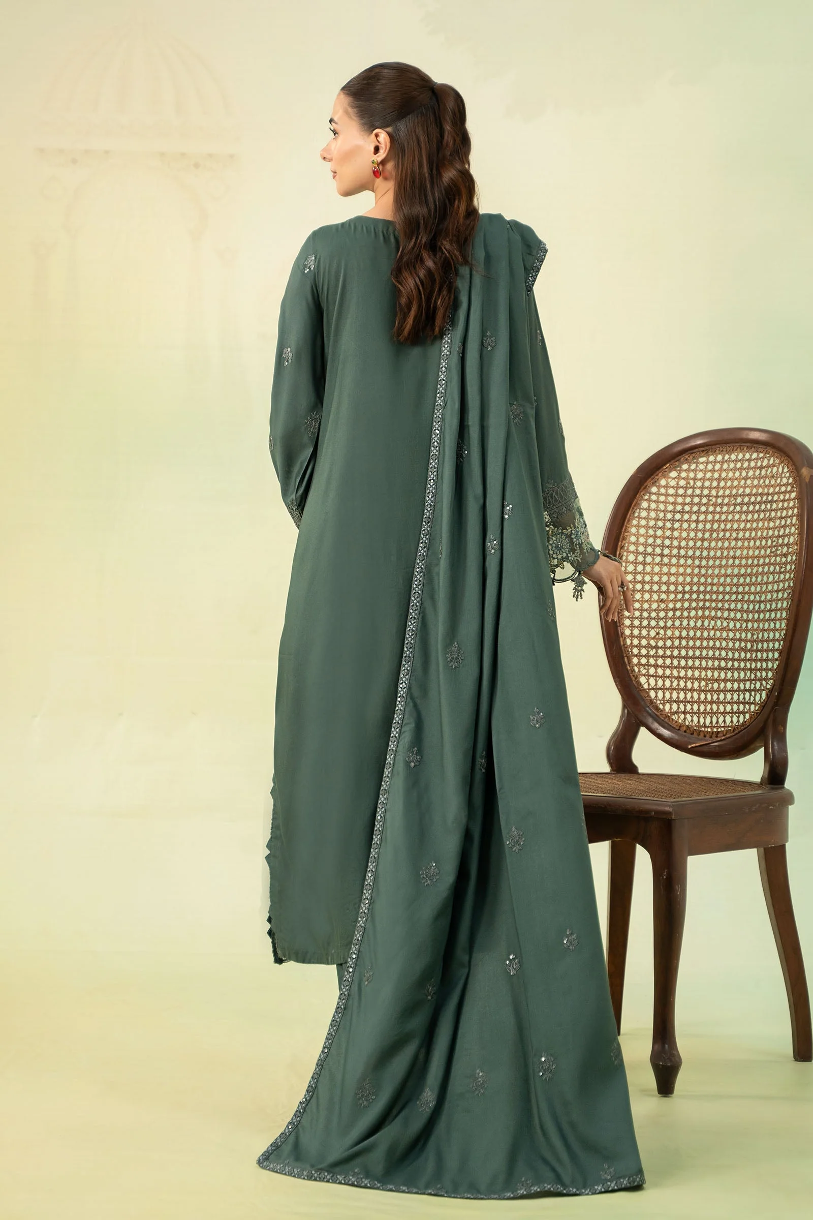 3 Piece Embroidered Linen Suit - Image 6