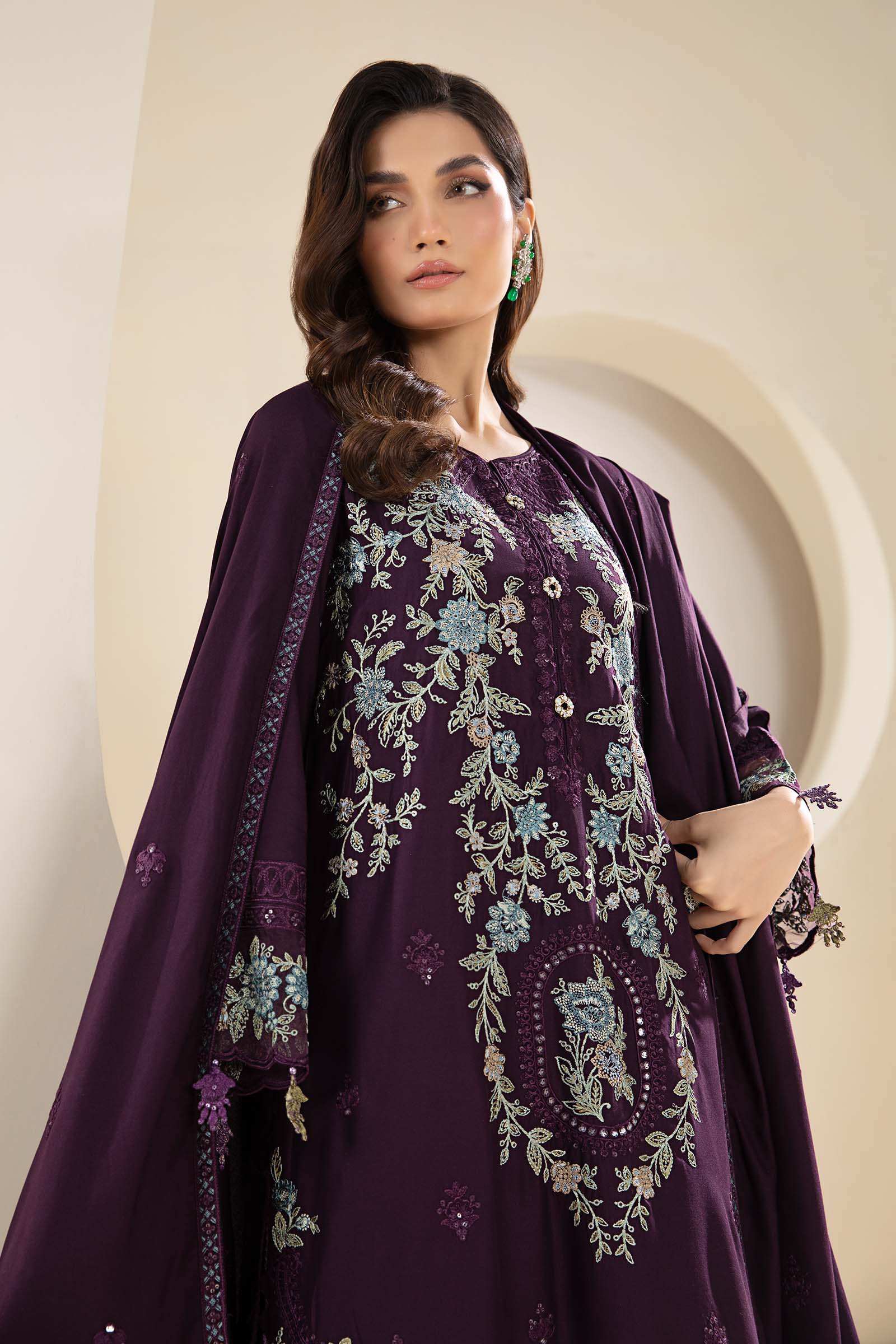 3 Piece Embroidered Linen Suit - Image 2