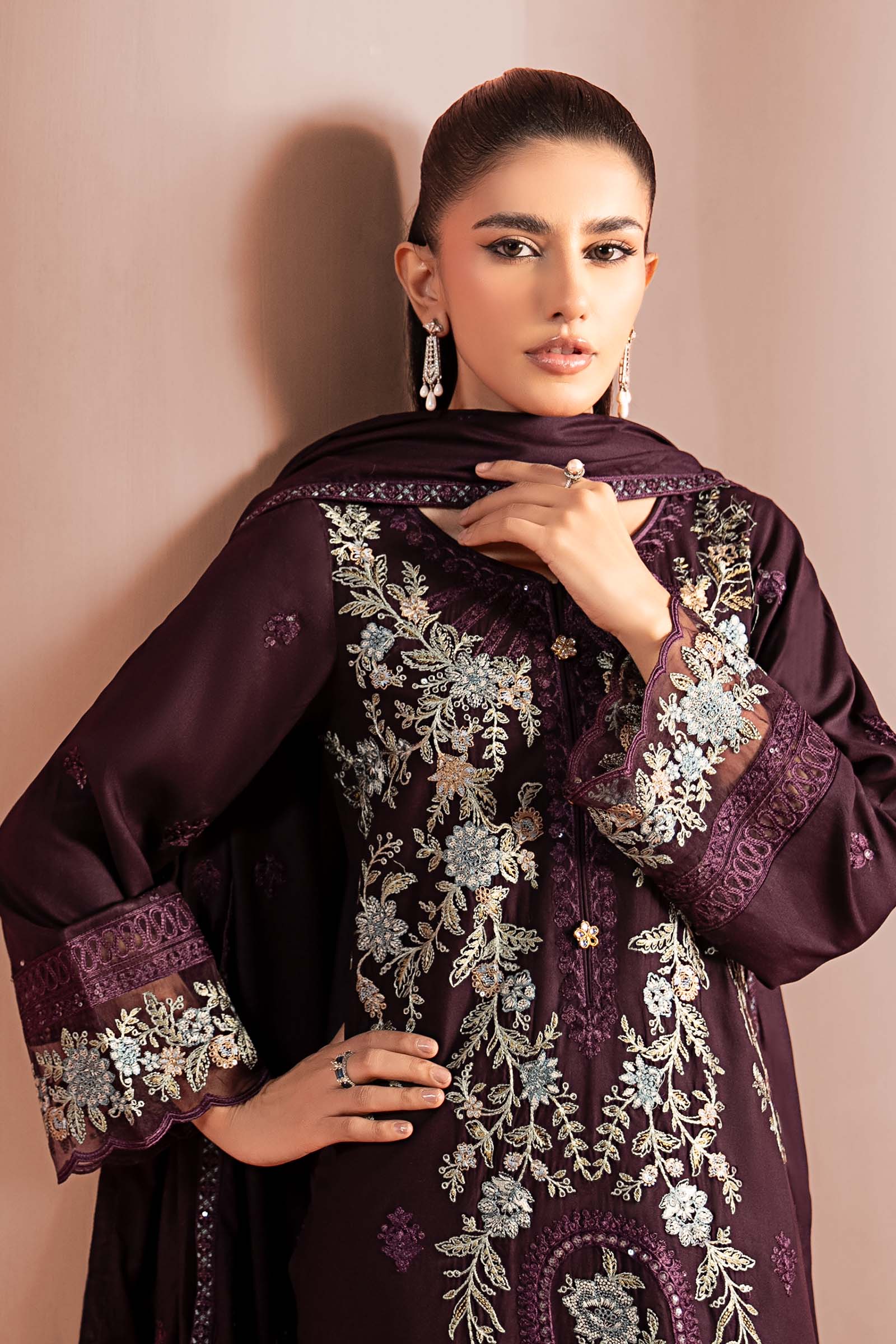 3 Piece Embroidered Linen Suit - Image 2