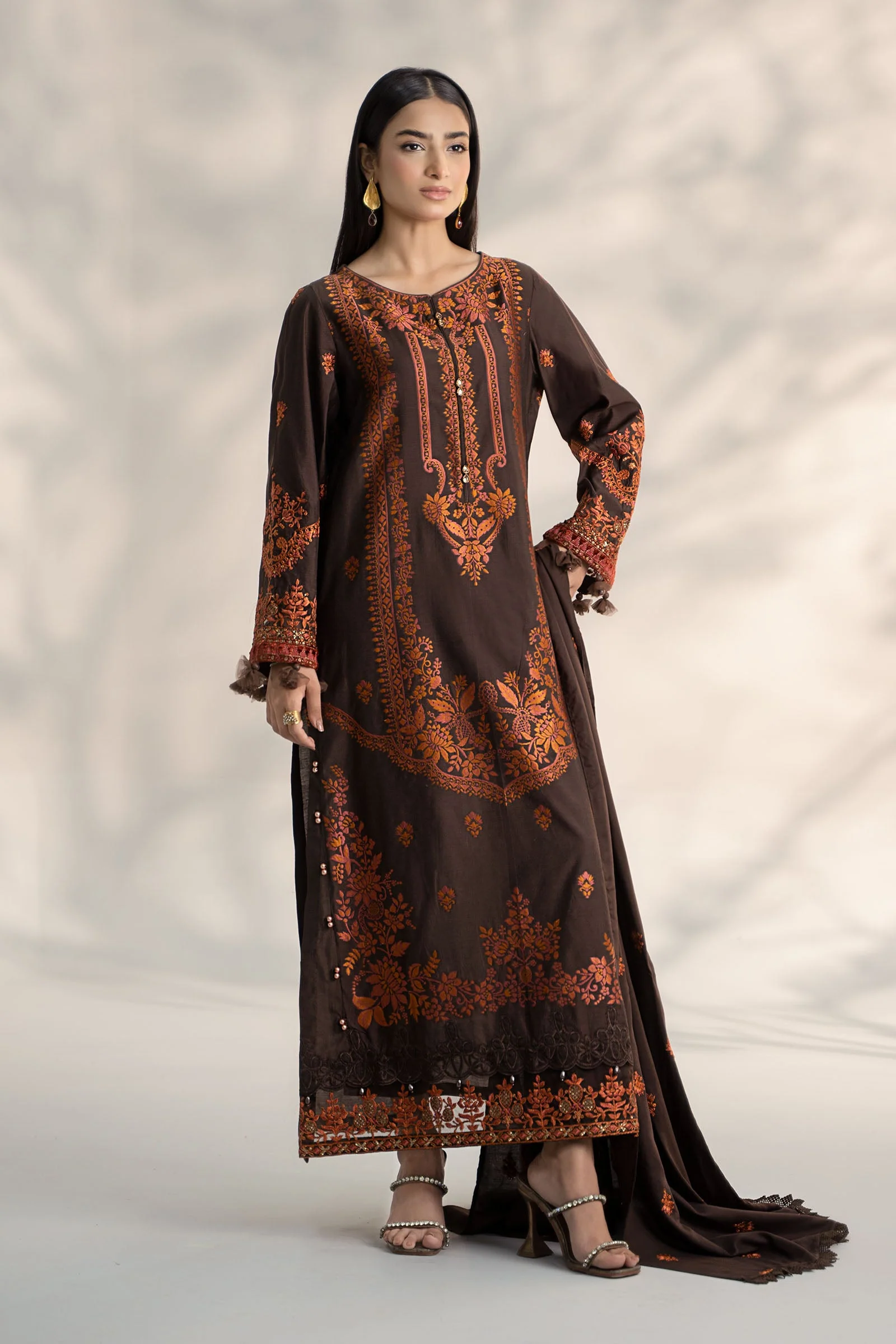 3 Piece Embroidered Linen Suit