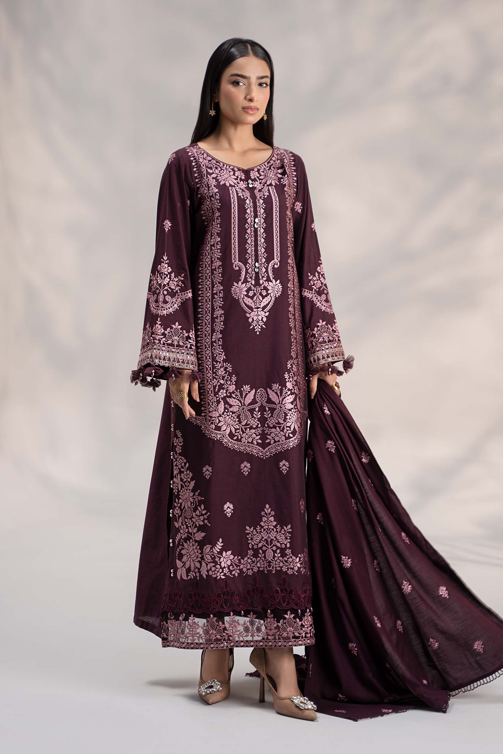 3 Piece Embroidered Linen Suit - Image 4