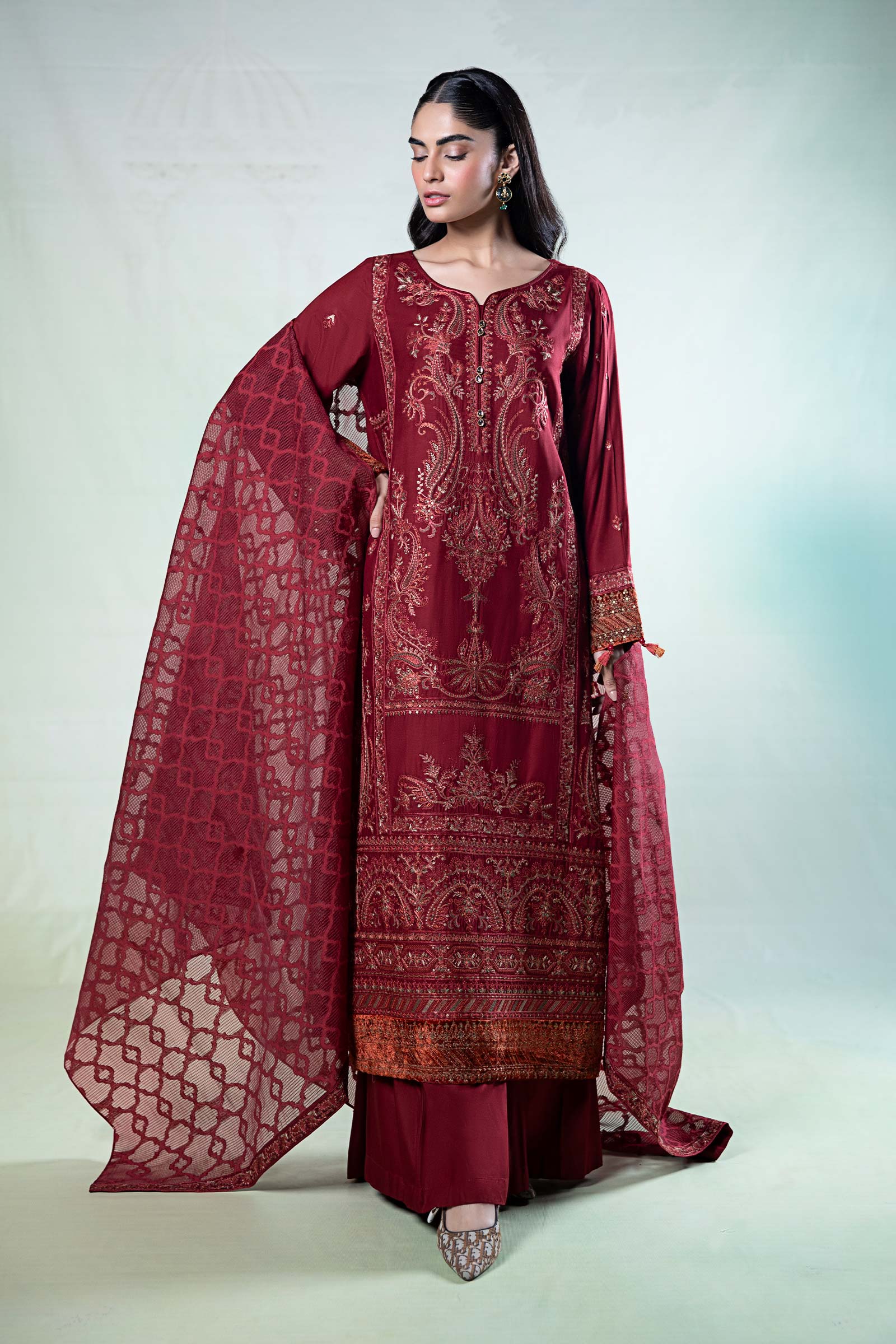 3 Piece Embroidered Khaddar Suit