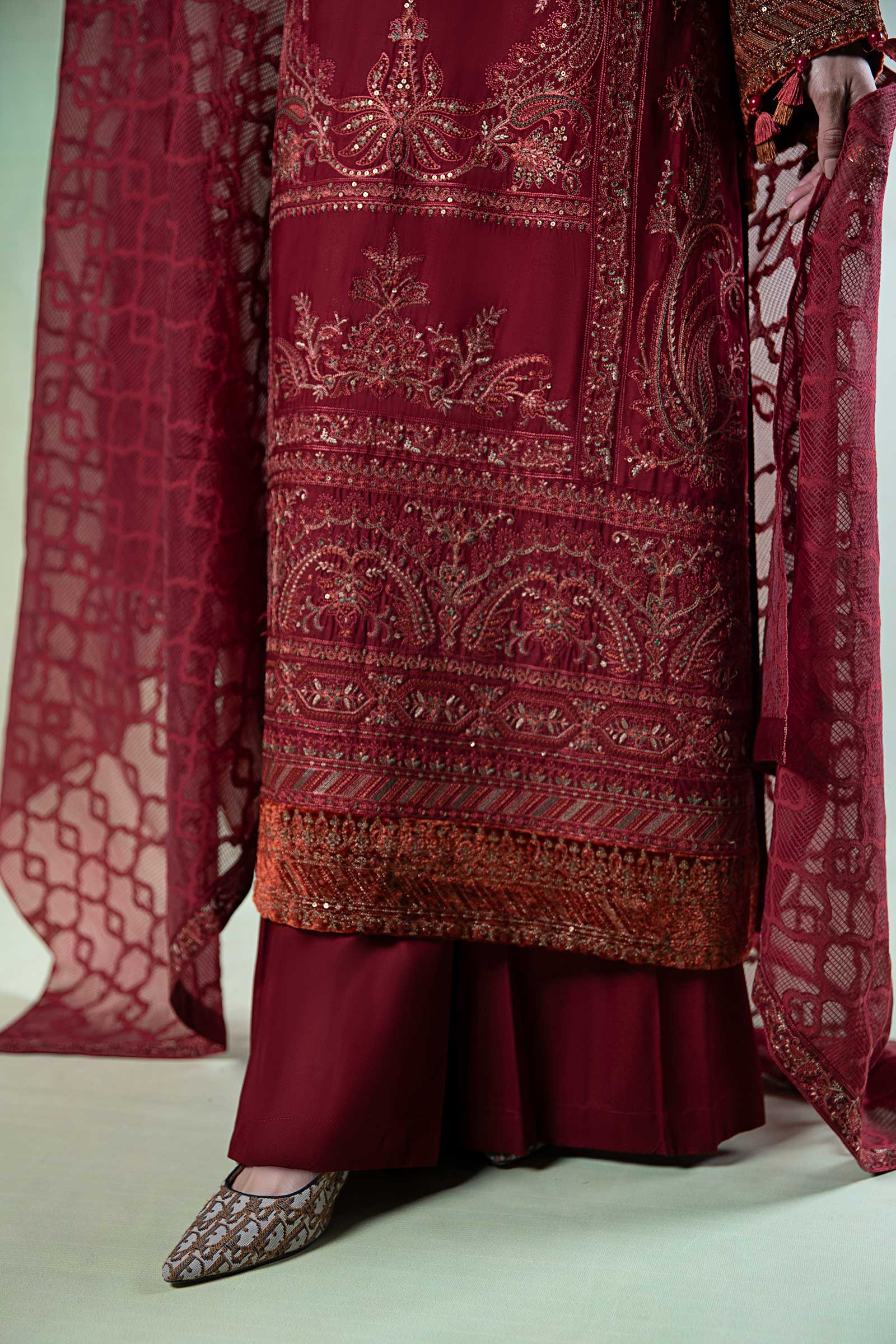 3 Piece Embroidered Khaddar Suit - Image 3