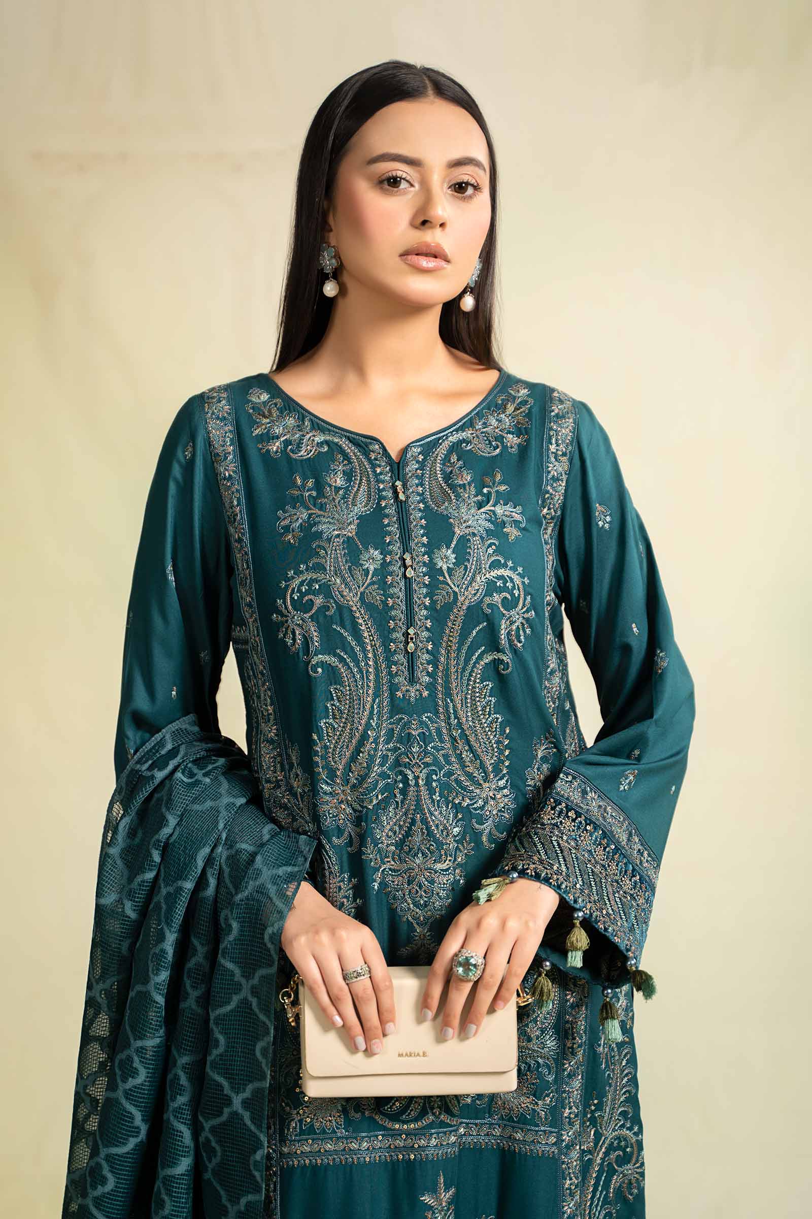3 Piece Embroidered Linen Suit - Image 2