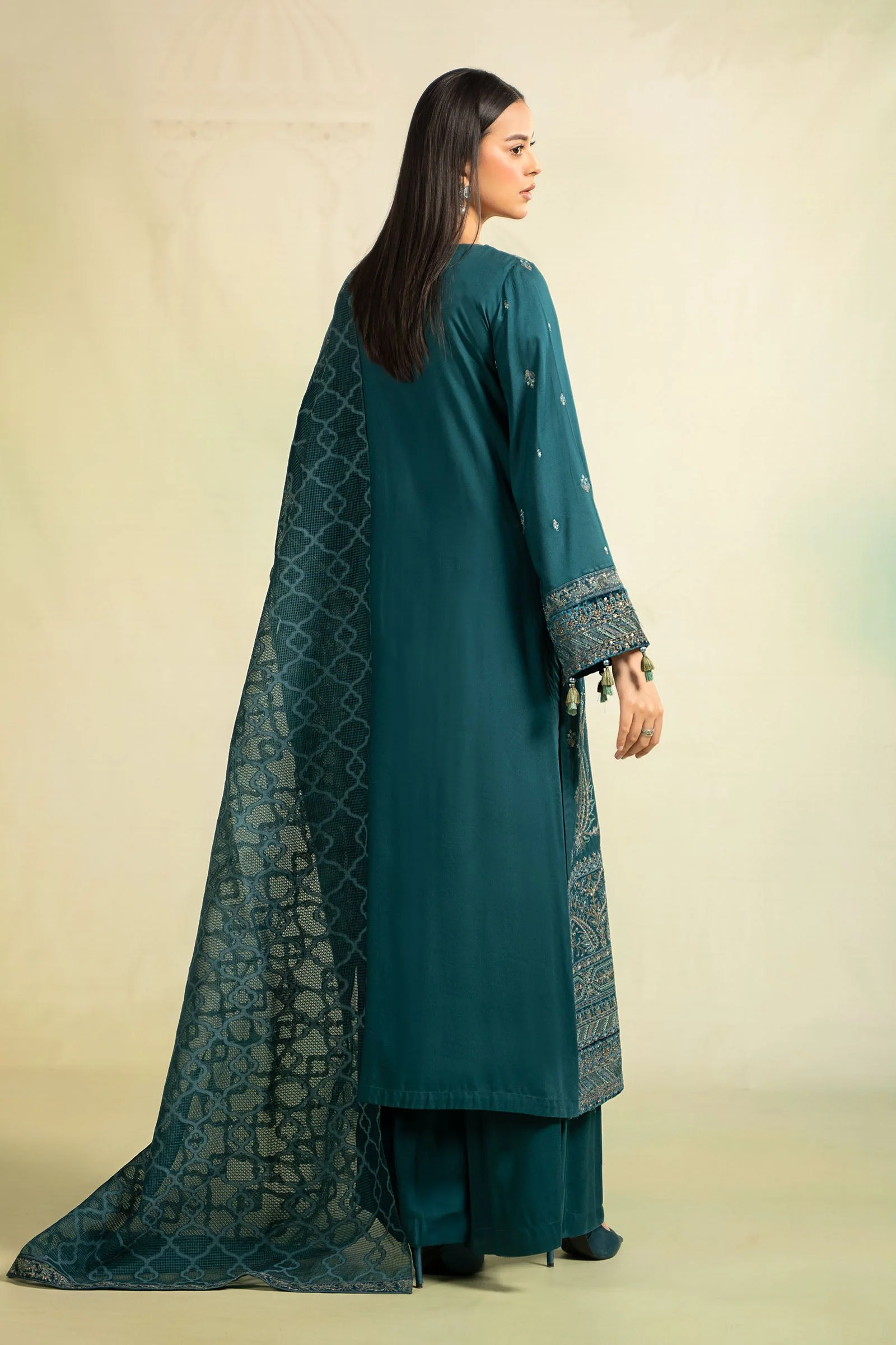 3 Piece Embroidered Linen Suit - Image 5